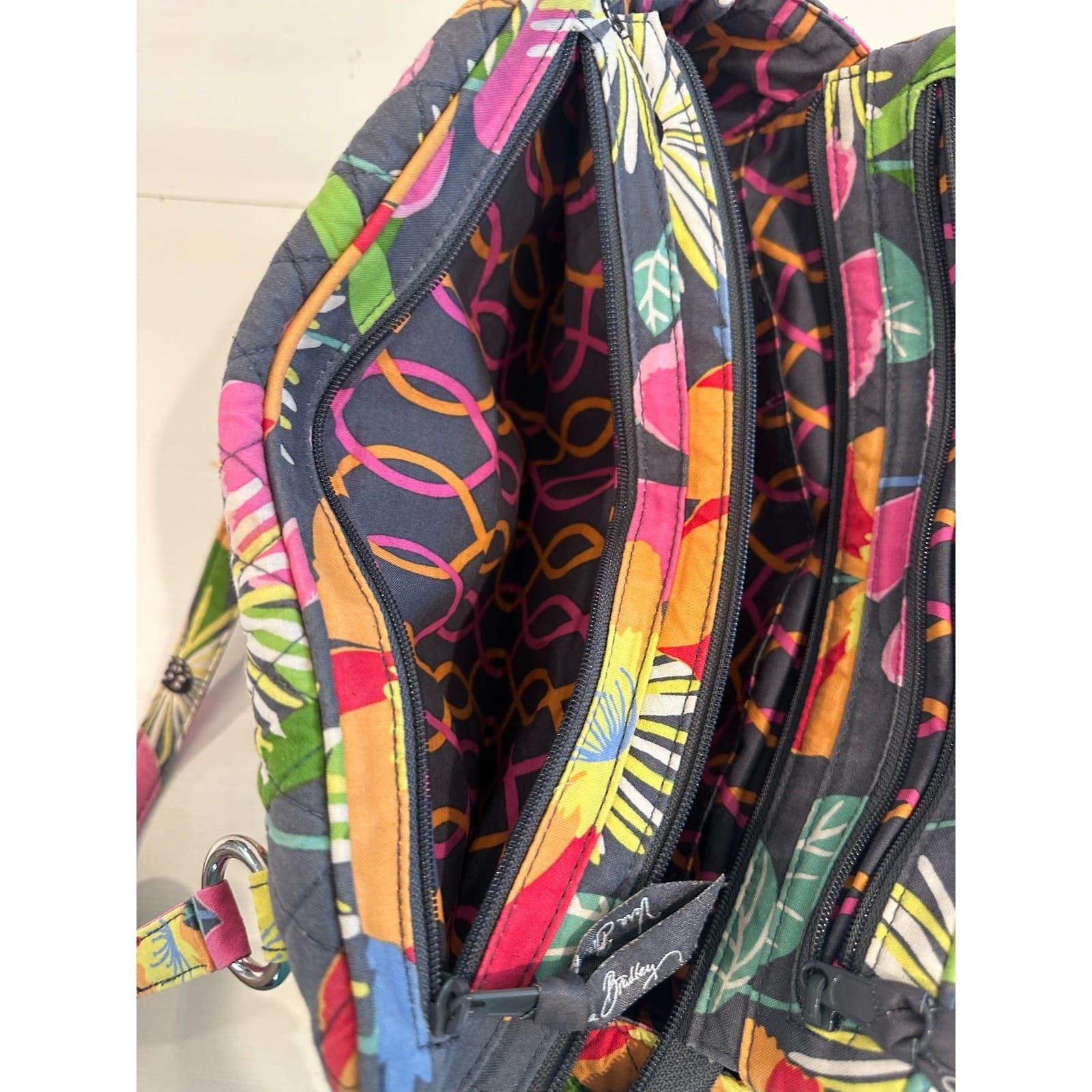 Vera Bradley Retired 'Jazzy Blooms' Purse Bag Double Handle-Nice! - Thumbnail 10