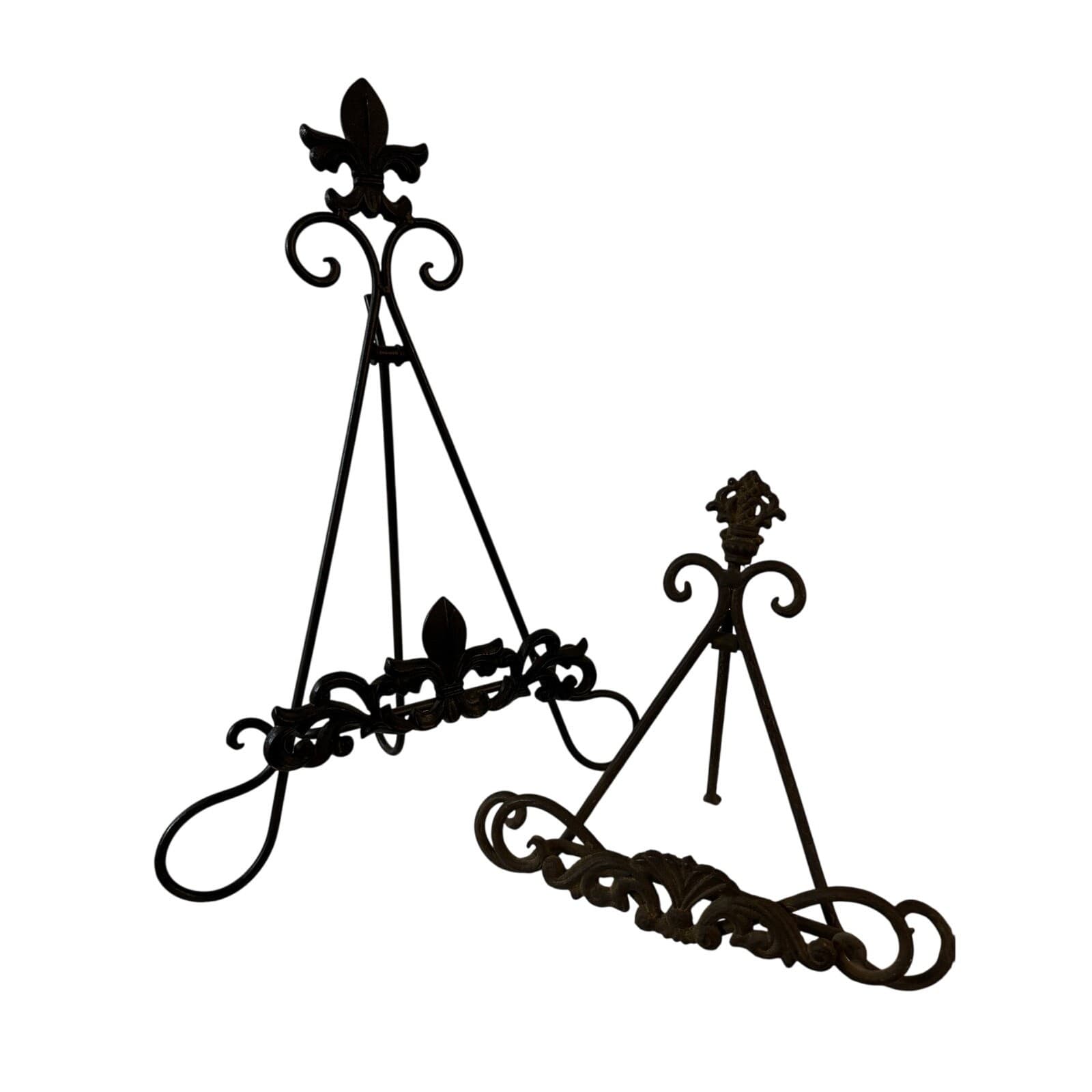 Pair of Brown Natural Finish Iron Easels Picture Frame Cookbook Music Small Art - Thumbnail 8