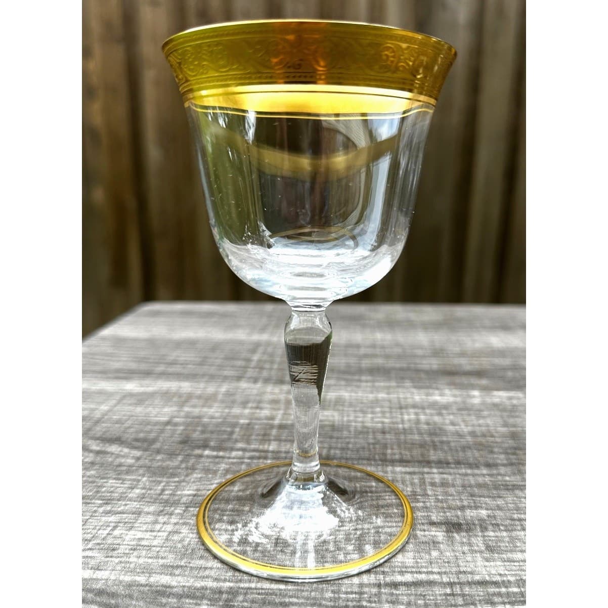 Tiffin Franciscan Minton Crystal Optic Gold Encrusted 5 3/8" Wine Glasses-Set 6 - Thumbnail 2