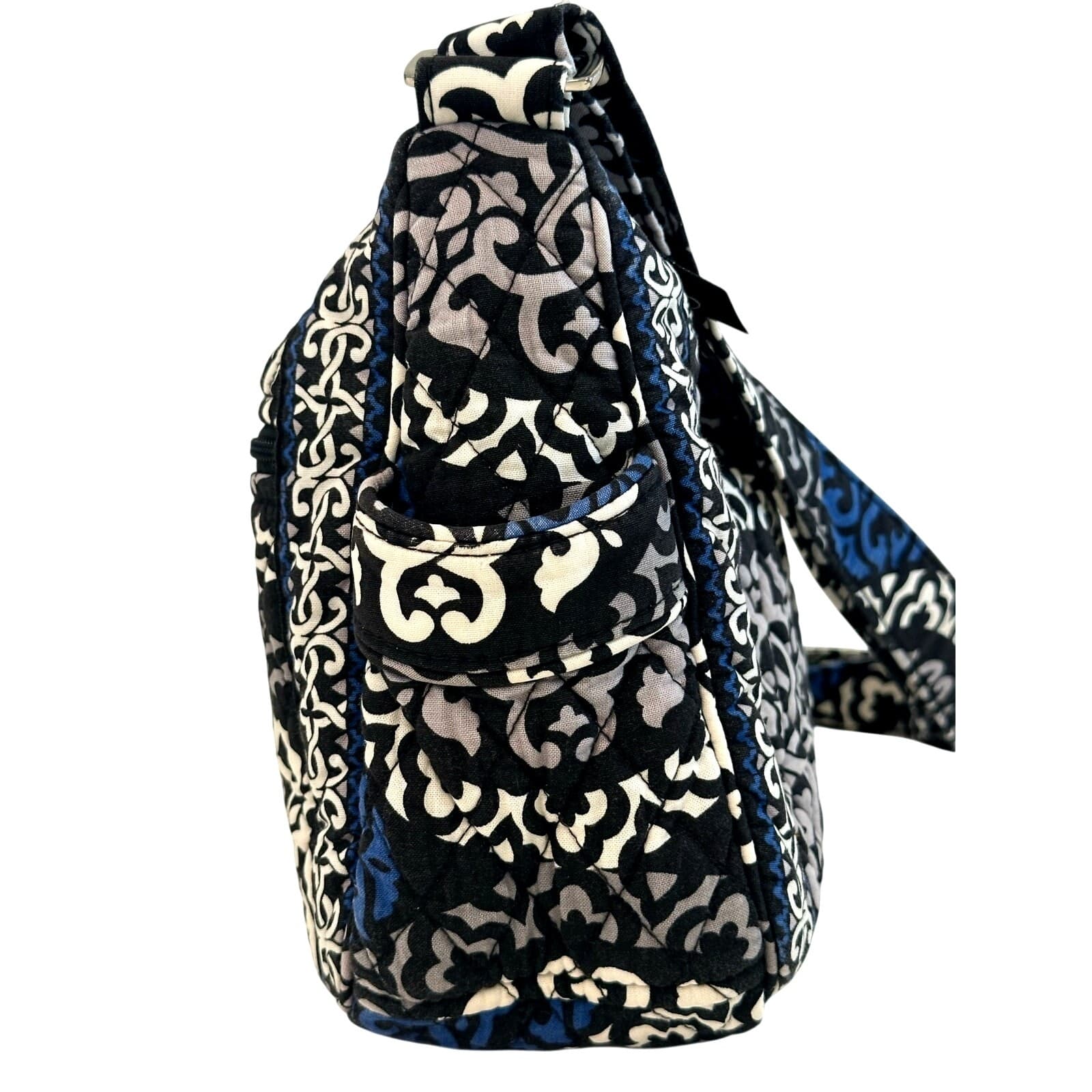 Vera Bradley Retired 'Canterbury' Cobalt/Black/White Large Shoulder Bag - Thumbnail 3