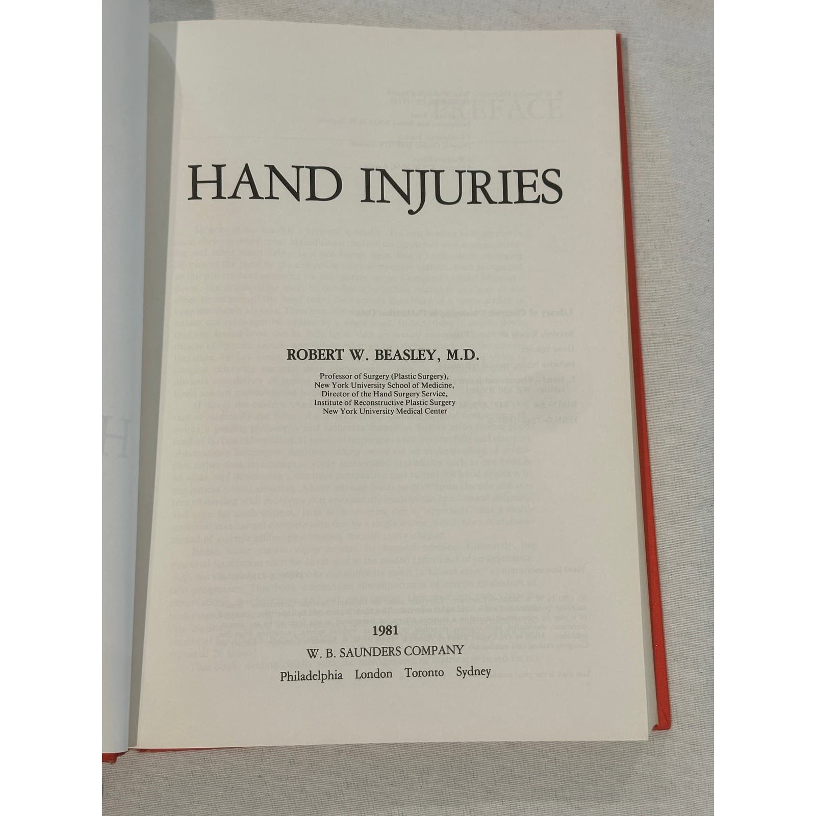 Hand Injuries Robert W. Beasley MD 1981 Hardback - Thumbnail 5