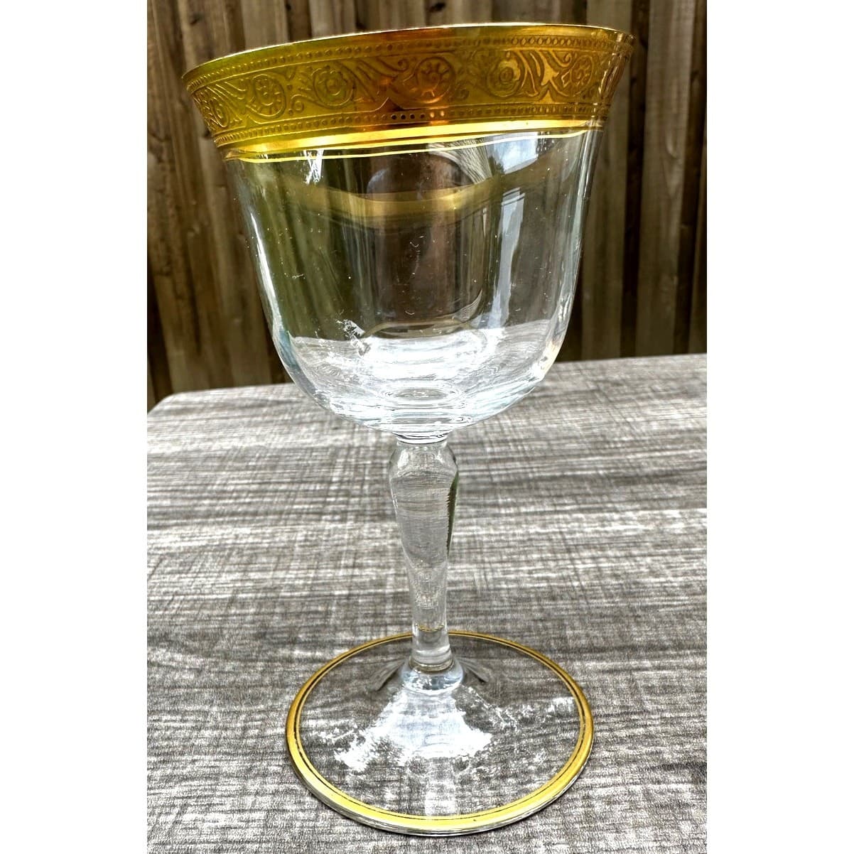 Tiffin Franciscan Minton Crystal Optic Gold Encrusted 5 3/8" Wine Glasses-Set 6 - Thumbnail 6