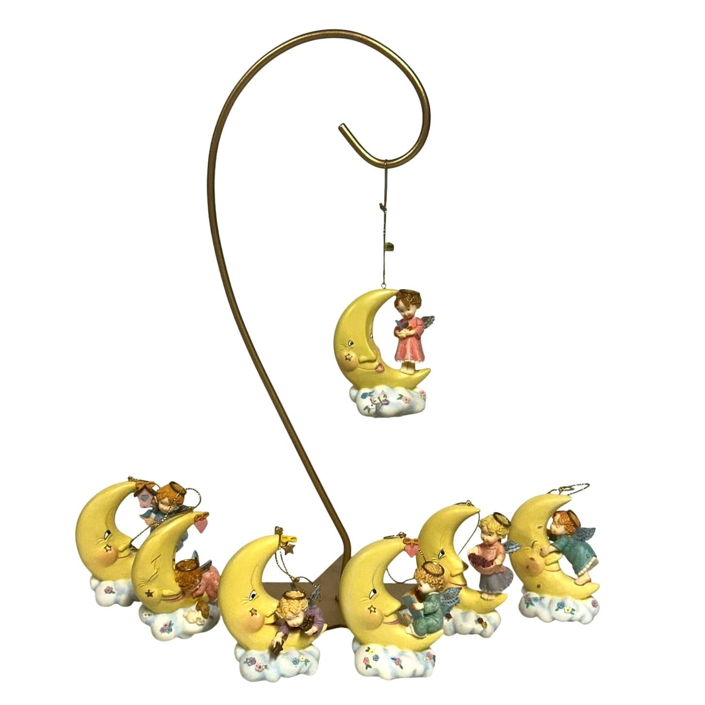 Bradford Editions 7 Angel Children & Moon Ornaments 1998 1999