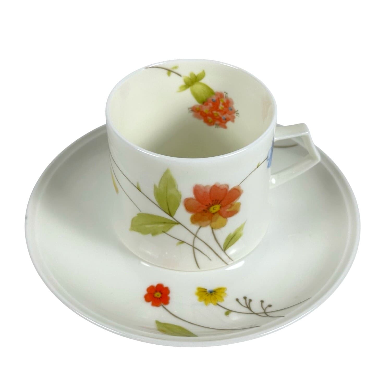 Mikasa Bone China Japan 1974-1996 Retired 'Just Flowers' Flat Cup & Saucer Set