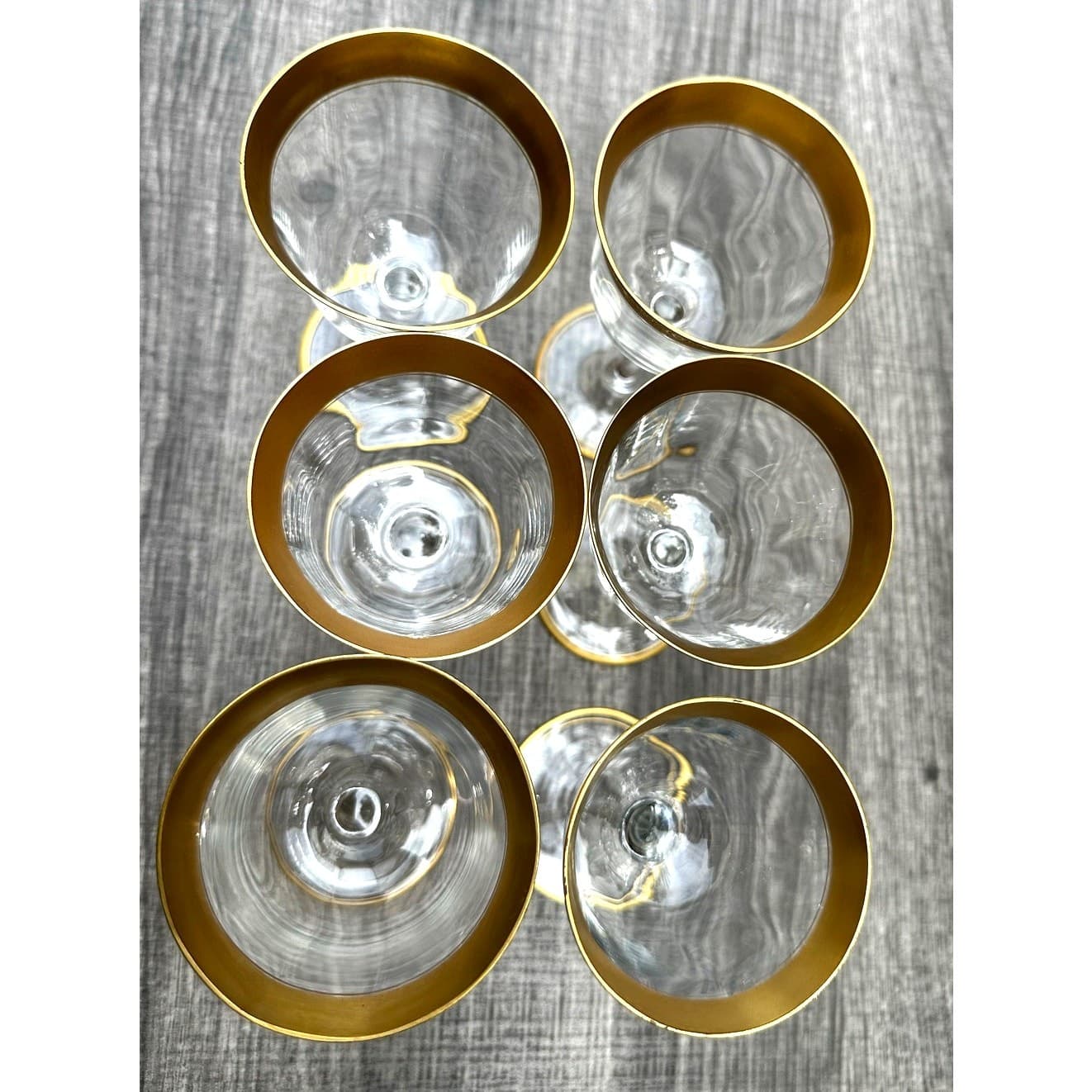 Tiffin Franciscan Minton Crystal Optic Gold Encrusted 5 3/8" Wine Glasses-Set 6 - Thumbnail 7