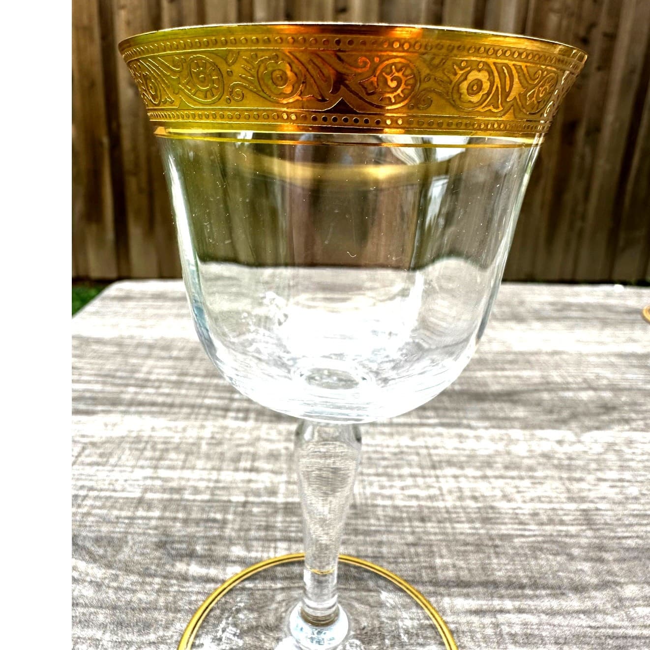 Tiffin Franciscan Minton Crystal Optic Gold Encrusted 5 3/8" Wine Glasses-Set 6 - Thumbnail 4