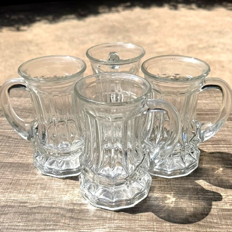 WMF Clear Glass Vintage 5.75" Pedestal Mugs Footed Tankards Barware -Set of 4 - Thumbnail 6