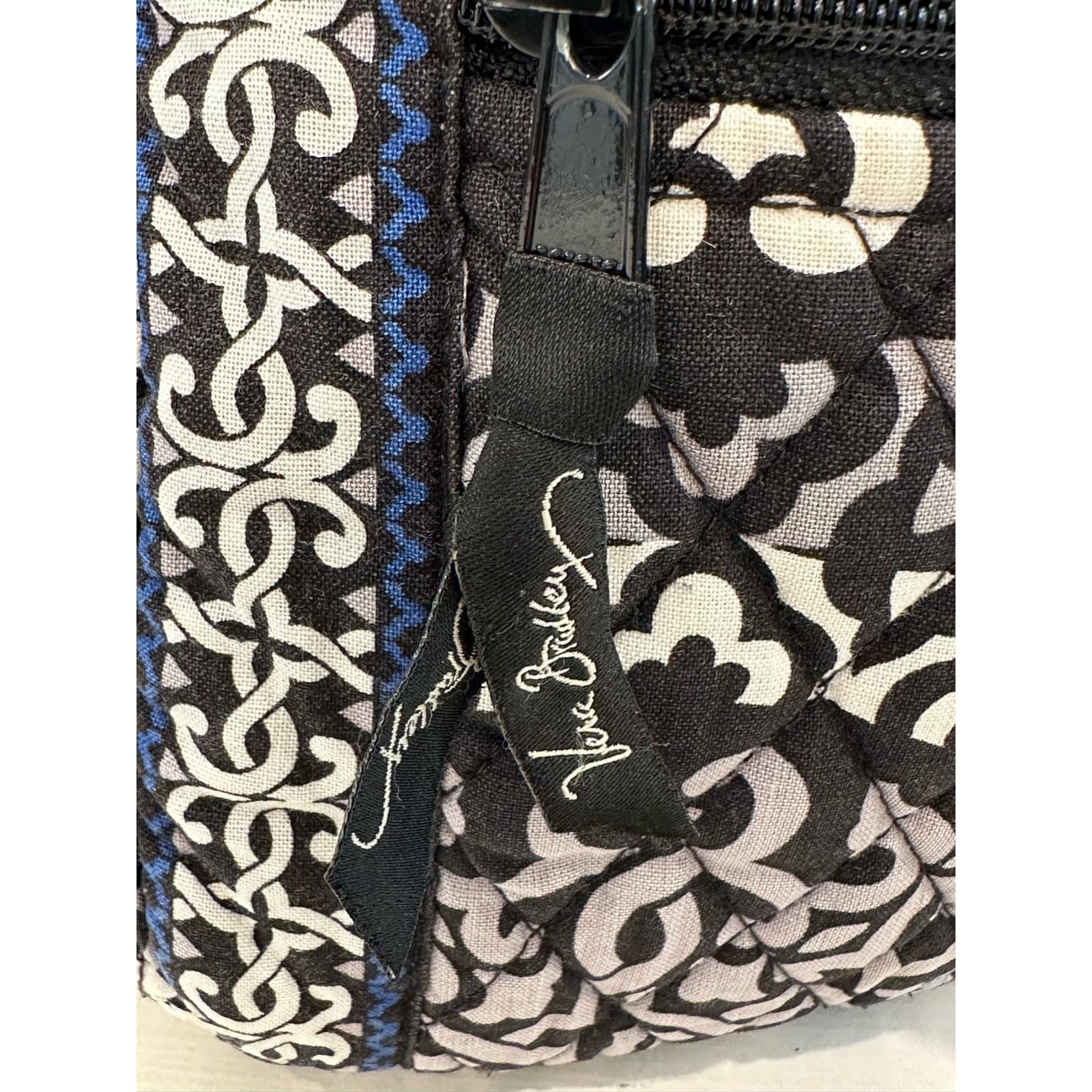 Vera Bradley Retired 'Canterbury' Cobalt/Black/White Large Shoulder Bag - Thumbnail 7