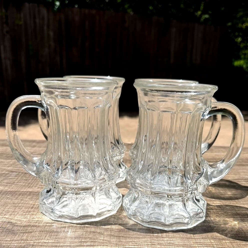 WMF Clear Glass Vintage 5.75" Pedestal Mugs Footed Tankards Barware -Set of 4 - Thumbnail 8