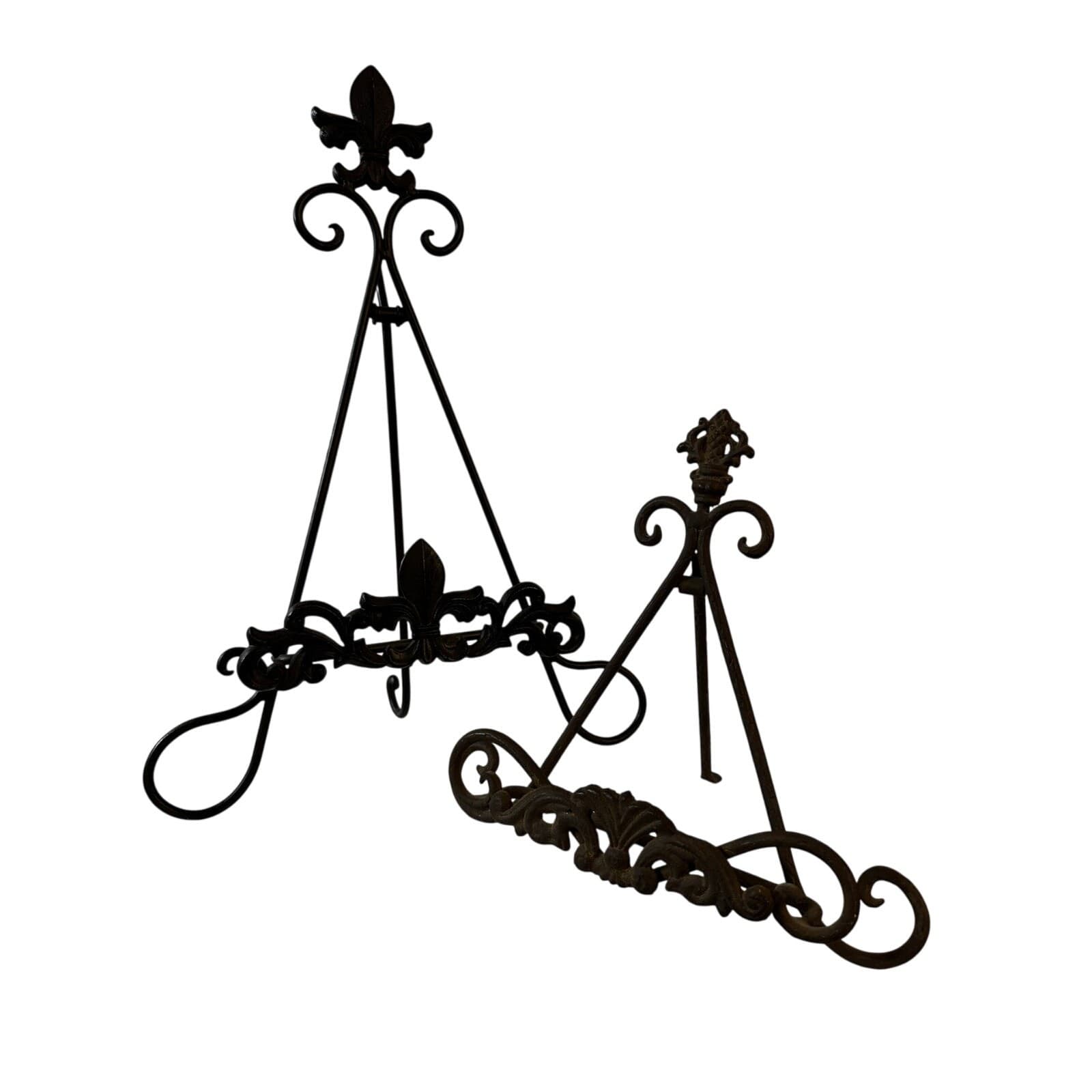 Pair of Brown Natural Finish Iron Easels Picture Frame Cookbook Music Small Art - Thumbnail 9
