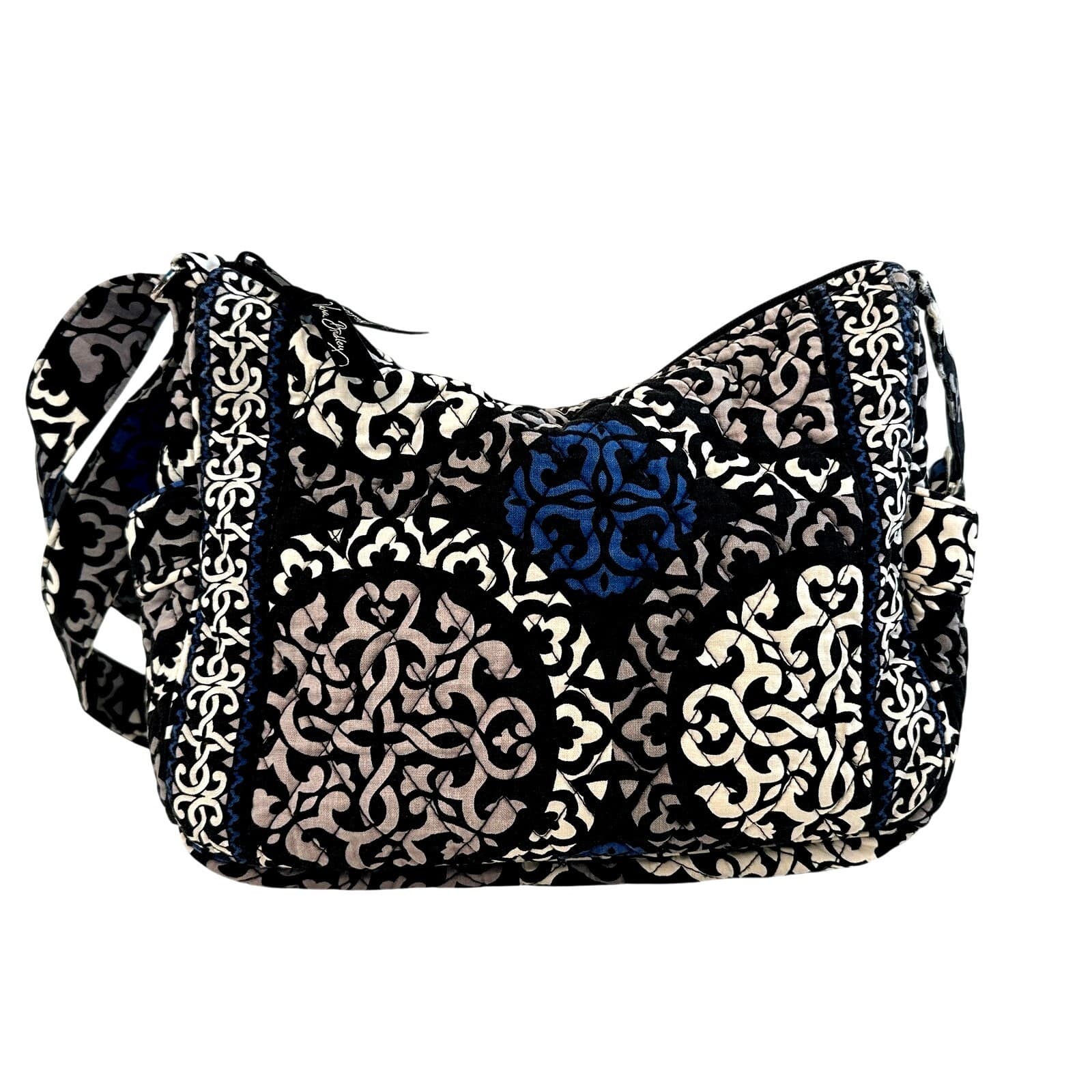Vera Bradley Retired 'Canterbury' Cobalt/Black/White Large Shoulder Bag - Thumbnail 4