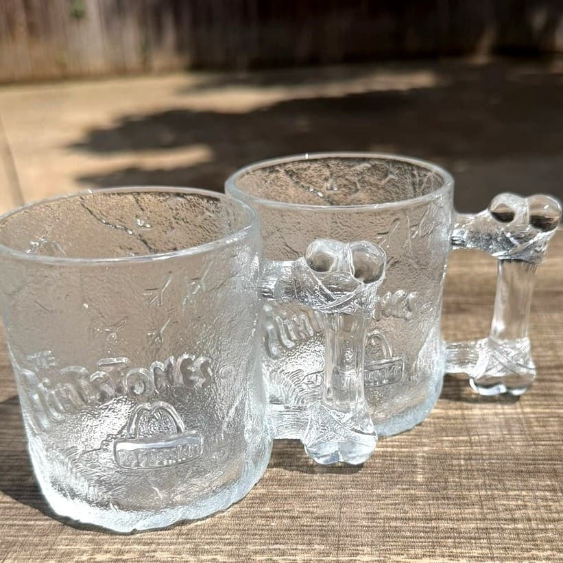 Vintage 1993 McDonalds Flintstones RocDonalds Glass Mugs Bone Handle-Set of 2 - Thumbnail 8
