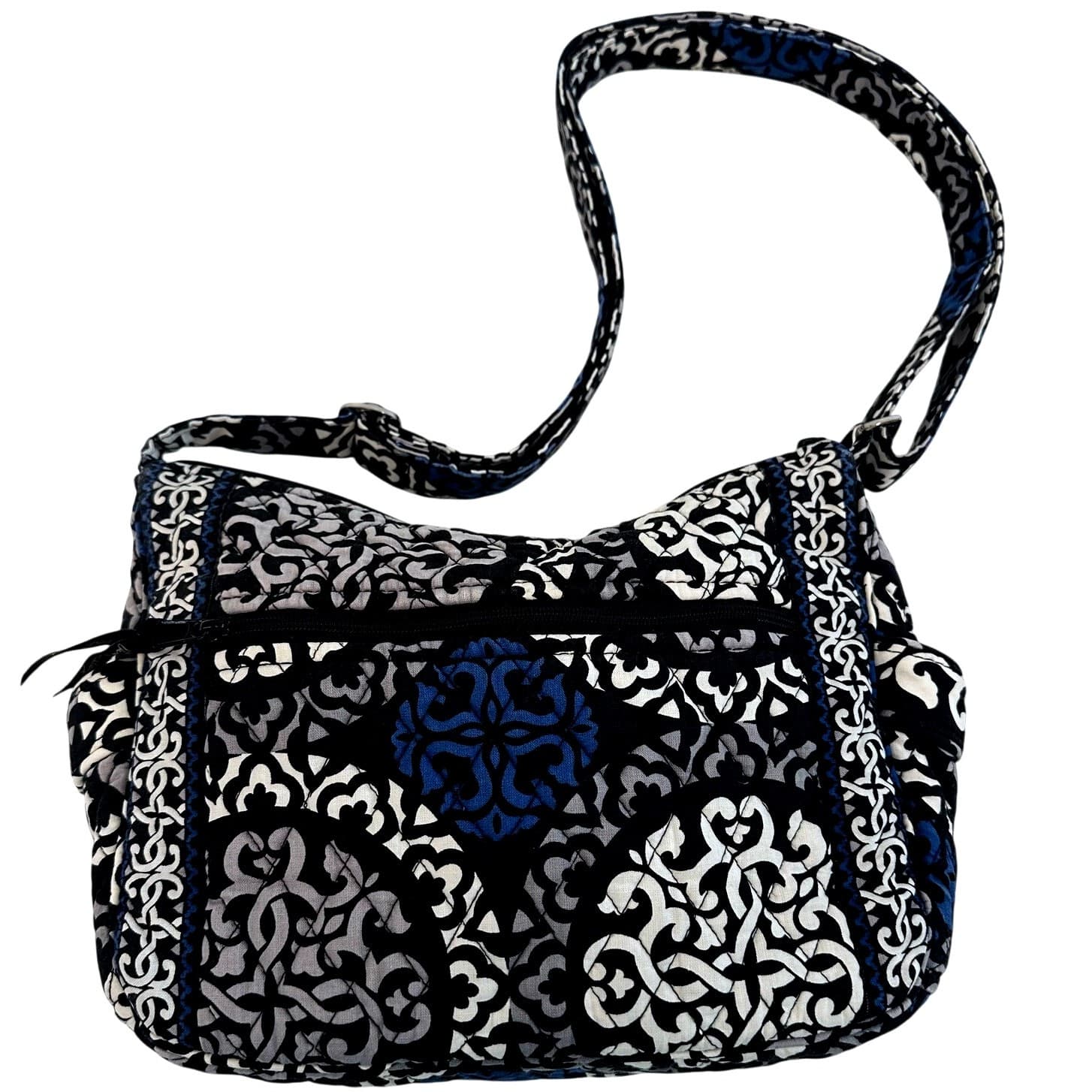 Vera Bradley Retired 'Canterbury' Cobalt/Black/White Large Shoulder Bag