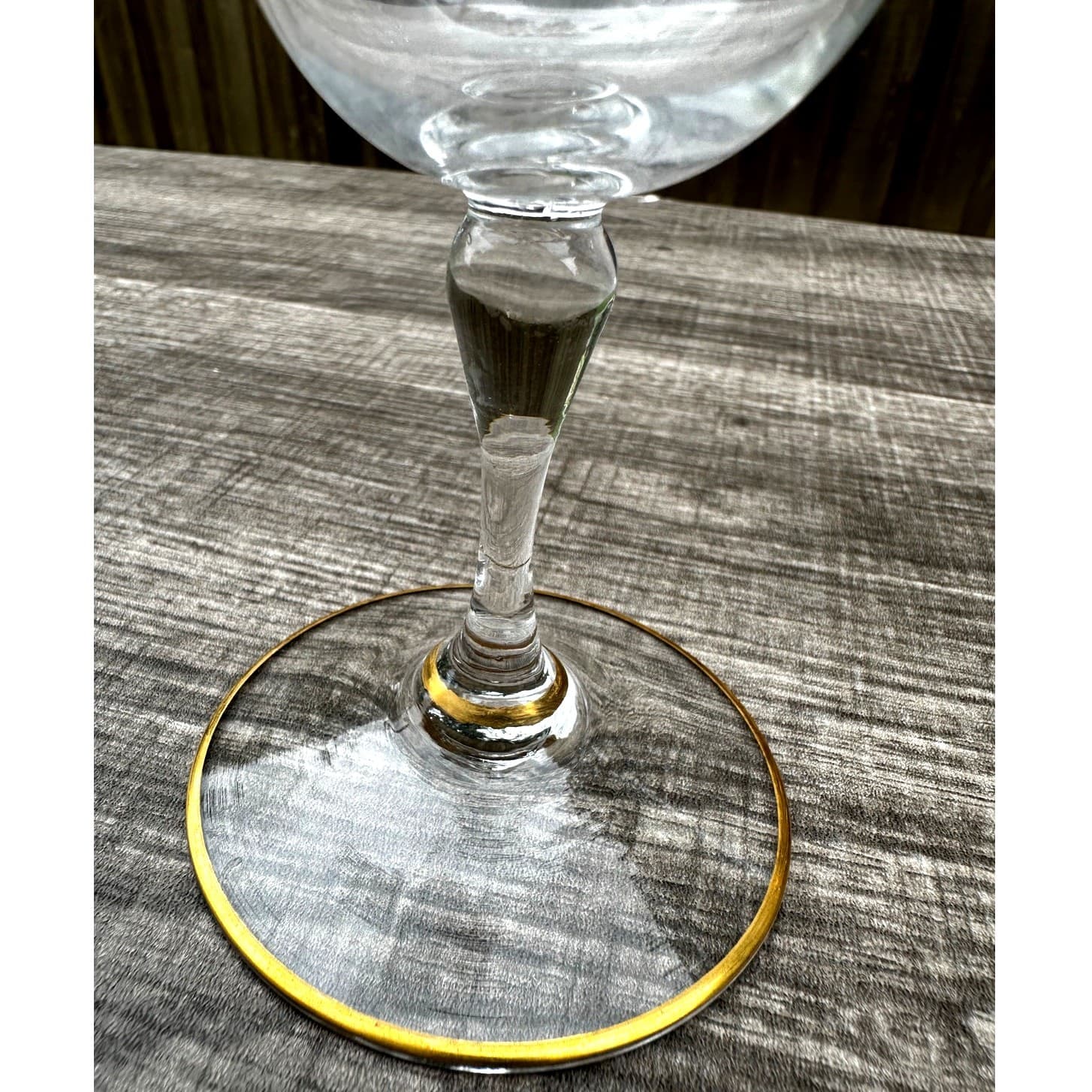 Tiffin Franciscan Crystal Optic Gold Encrusted 6 3/8" Wine Water Glasses-Set 3 - Thumbnail 7