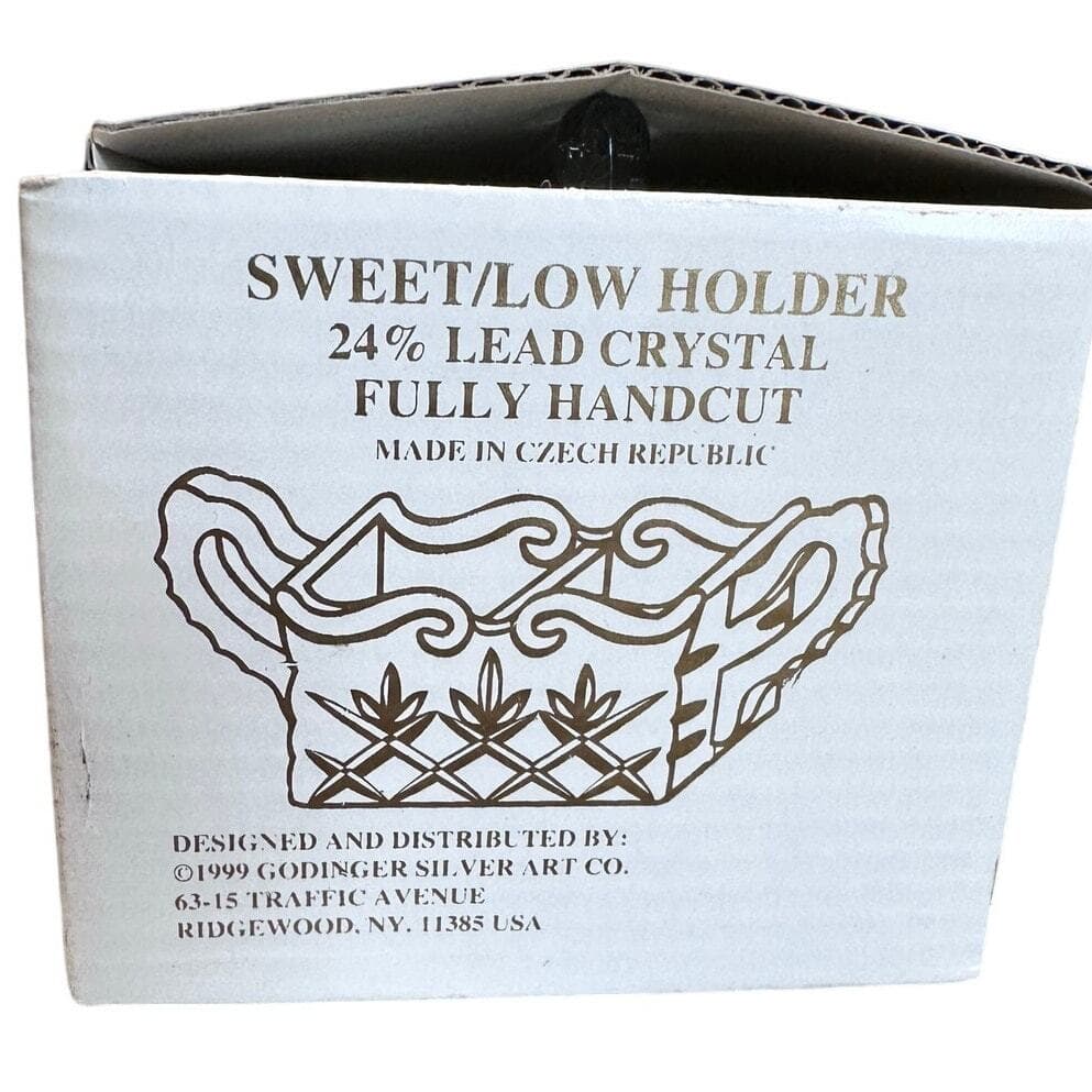 Shannon by Godinger 24% Lead Crystal Scroll Sweet and Low Holder-NEW in Box! - Thumbnail 4