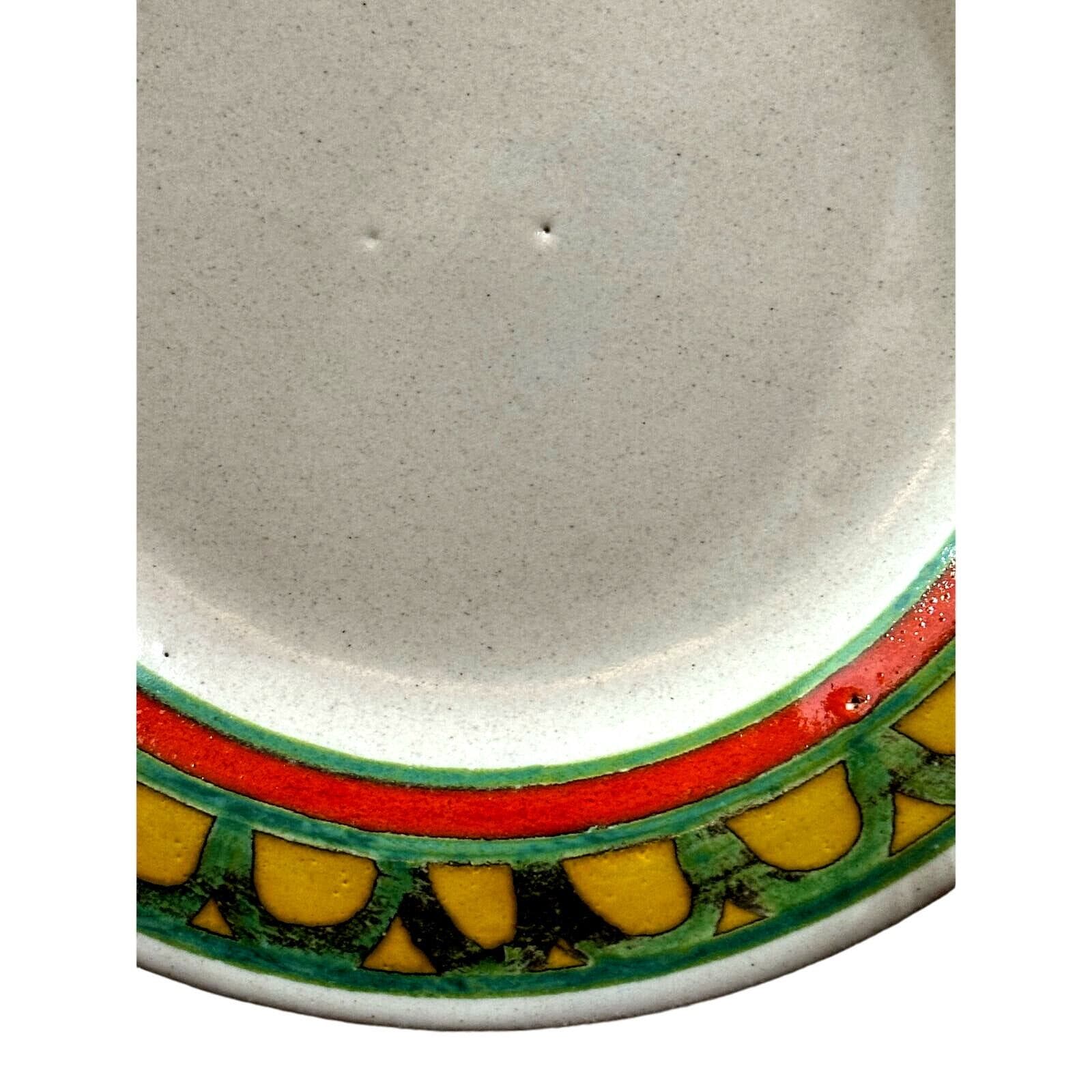Desimone Hand Painted Plate Green Yellow Orange Rim Design Signed-Italy-10" - Thumbnail 5