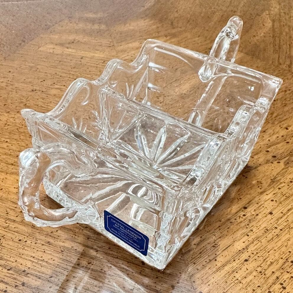 Shannon by Godinger 24% Lead Crystal Scroll Sweet and Low Holder-NEW in Box! - Thumbnail 2