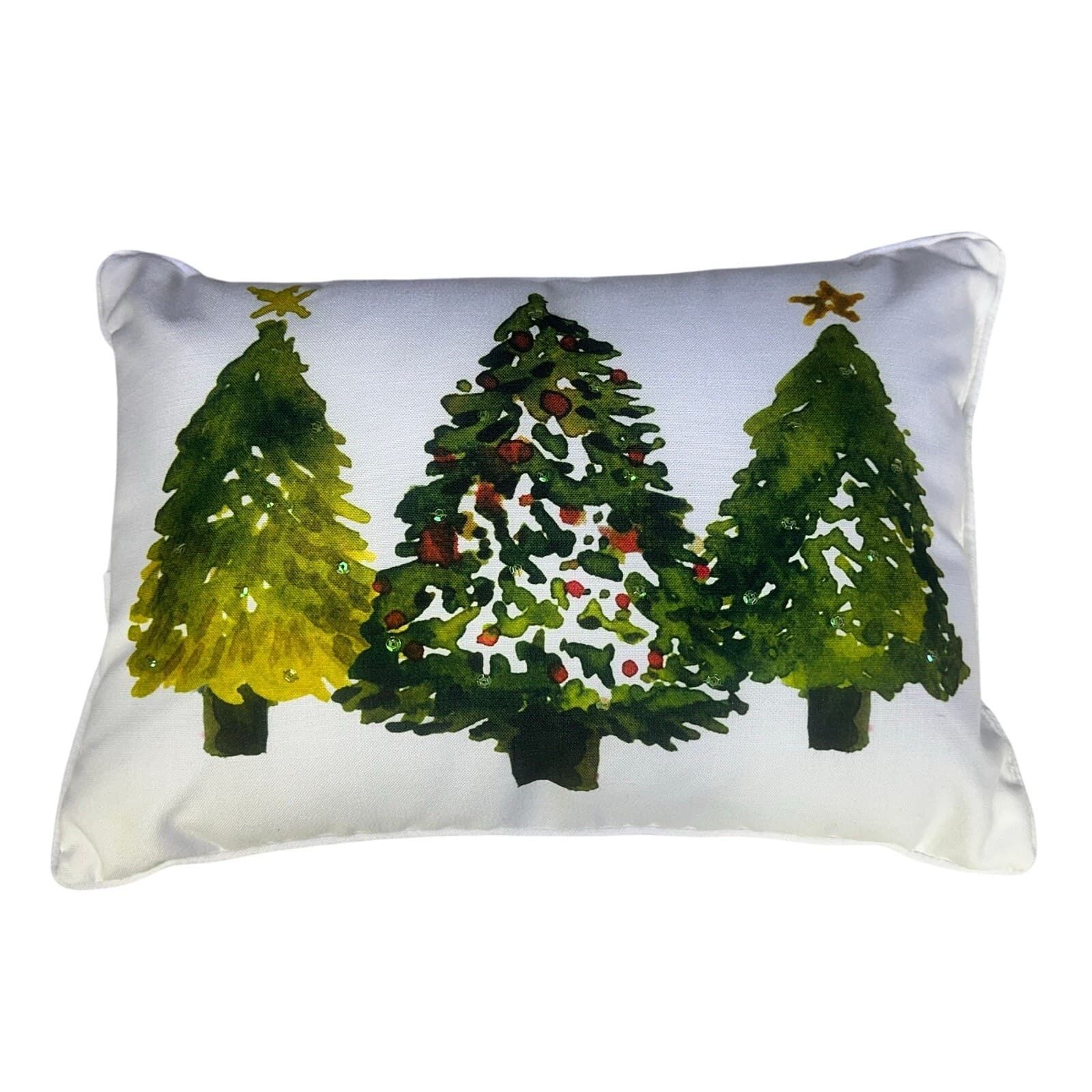 Upscale Christmas 19x13 Canvas Screen Print Throw Pillow Three Christmas Trees