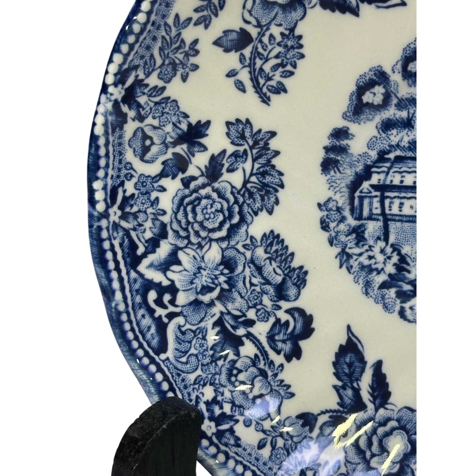 Churchill Staffordshire Tonquin Blue Transferware 5.5" Saucers-Set of 4 - Thumbnail 4
