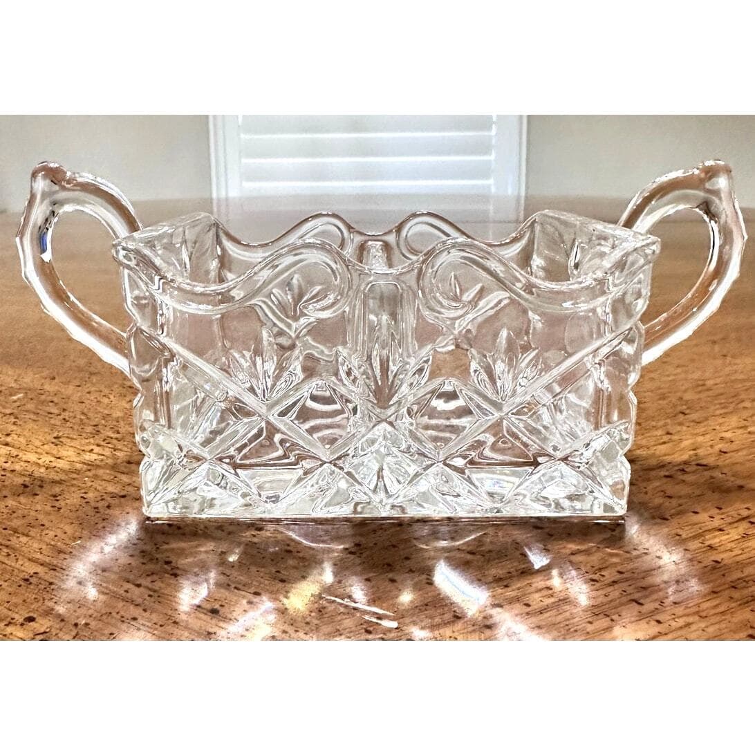 Shannon by Godinger 24% Lead Crystal Scroll Sweet and Low Holder-NEW in Box!