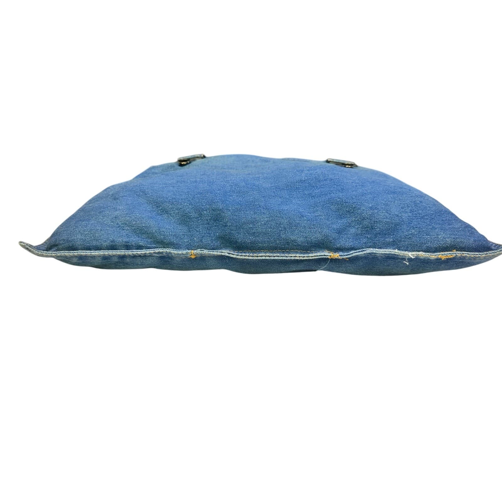 One-of-a-Kind Overalls Denim Jean Casual Whimsical 17x17 Throw Pillow w/Buckles - Thumbnail 3