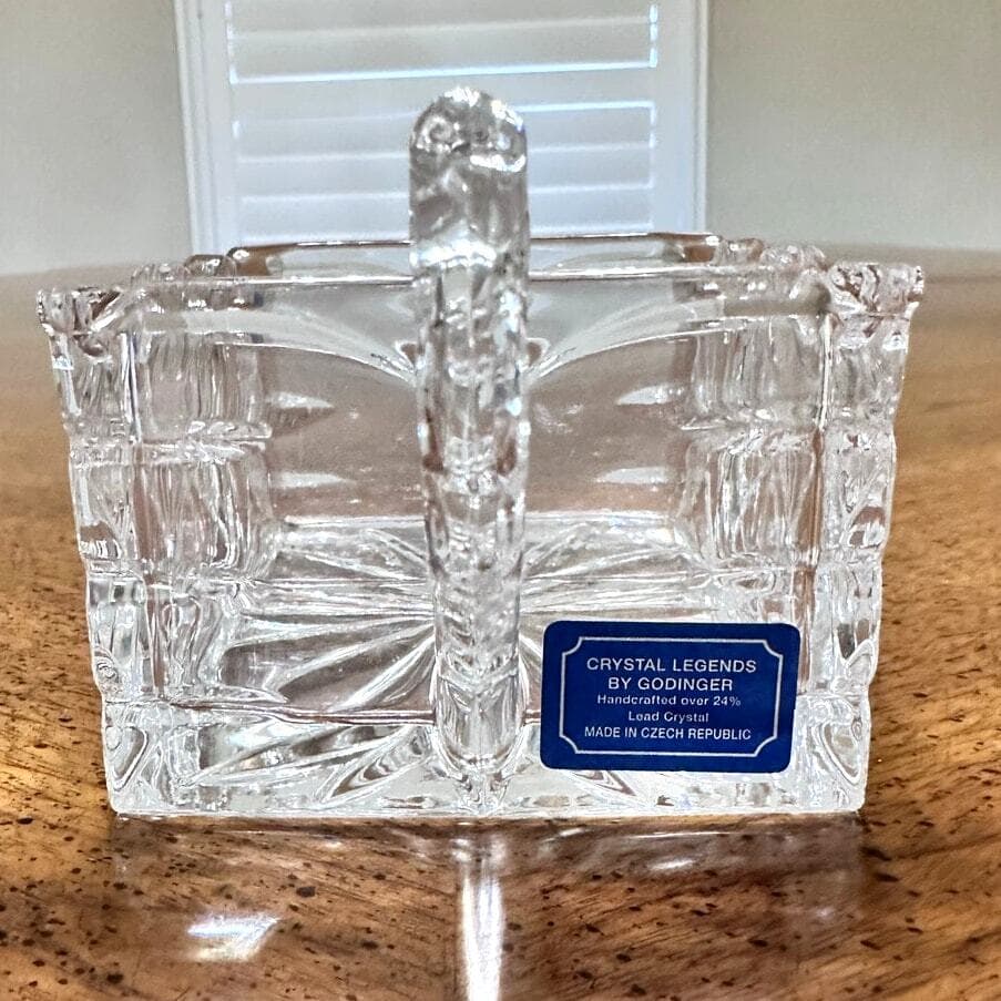 Shannon by Godinger 24% Lead Crystal Scroll Sweet and Low Holder-NEW in Box! - Thumbnail 3