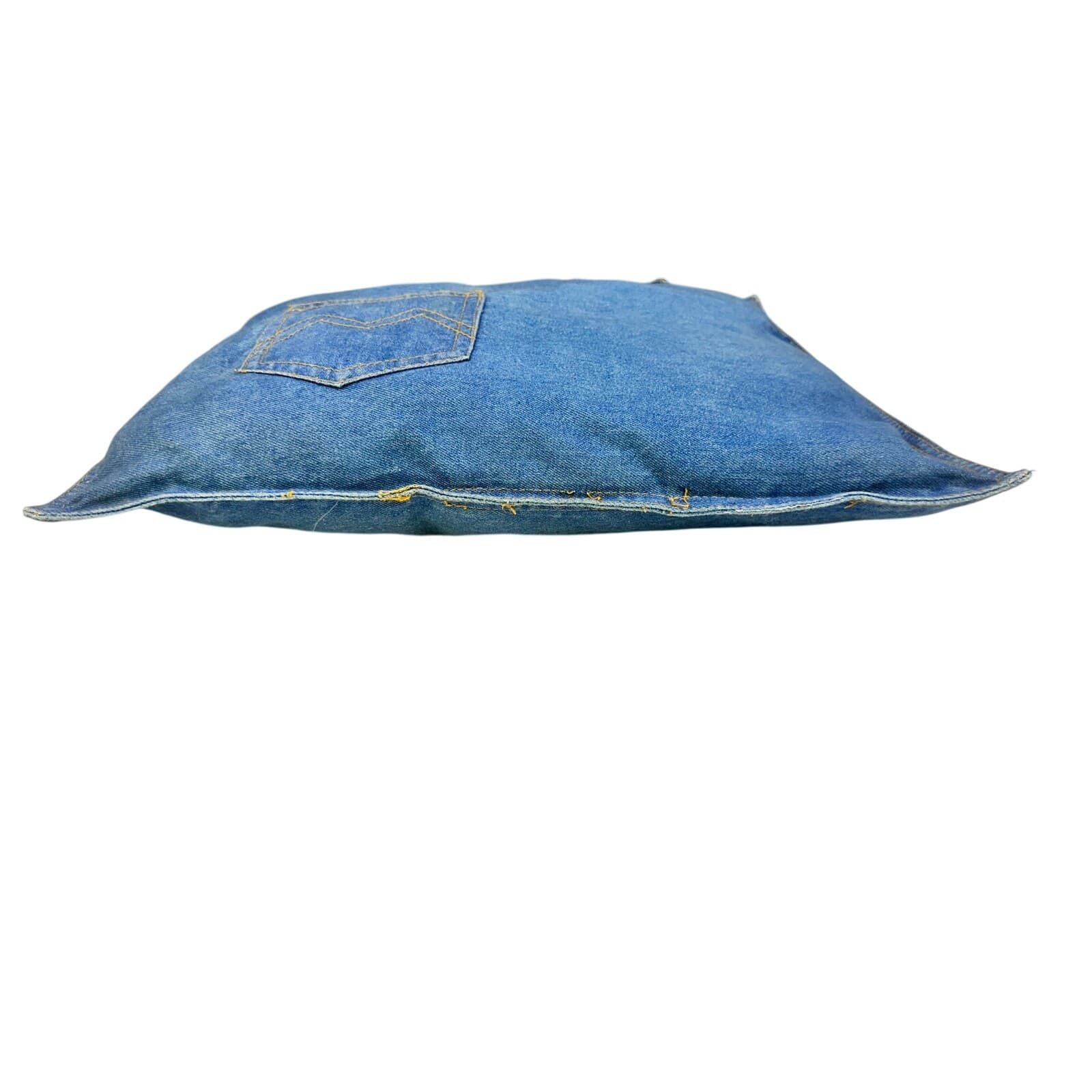Unique Embellished Denim Jean Casual Fun 17x17 Throw Pillow w/Faux Snaps Pocket - Thumbnail 5