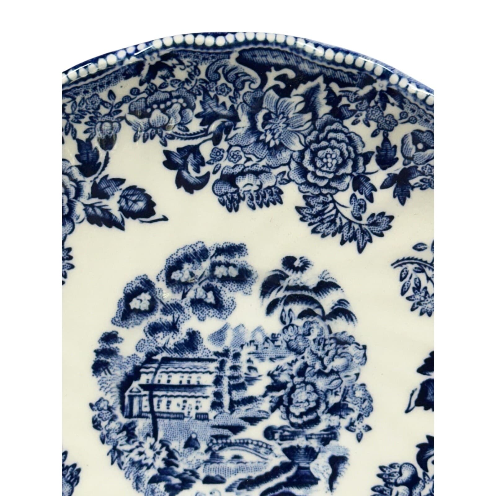 Churchill Staffordshire Tonquin Blue Transferware 5.5" Saucers-Set of 4 - Thumbnail 5