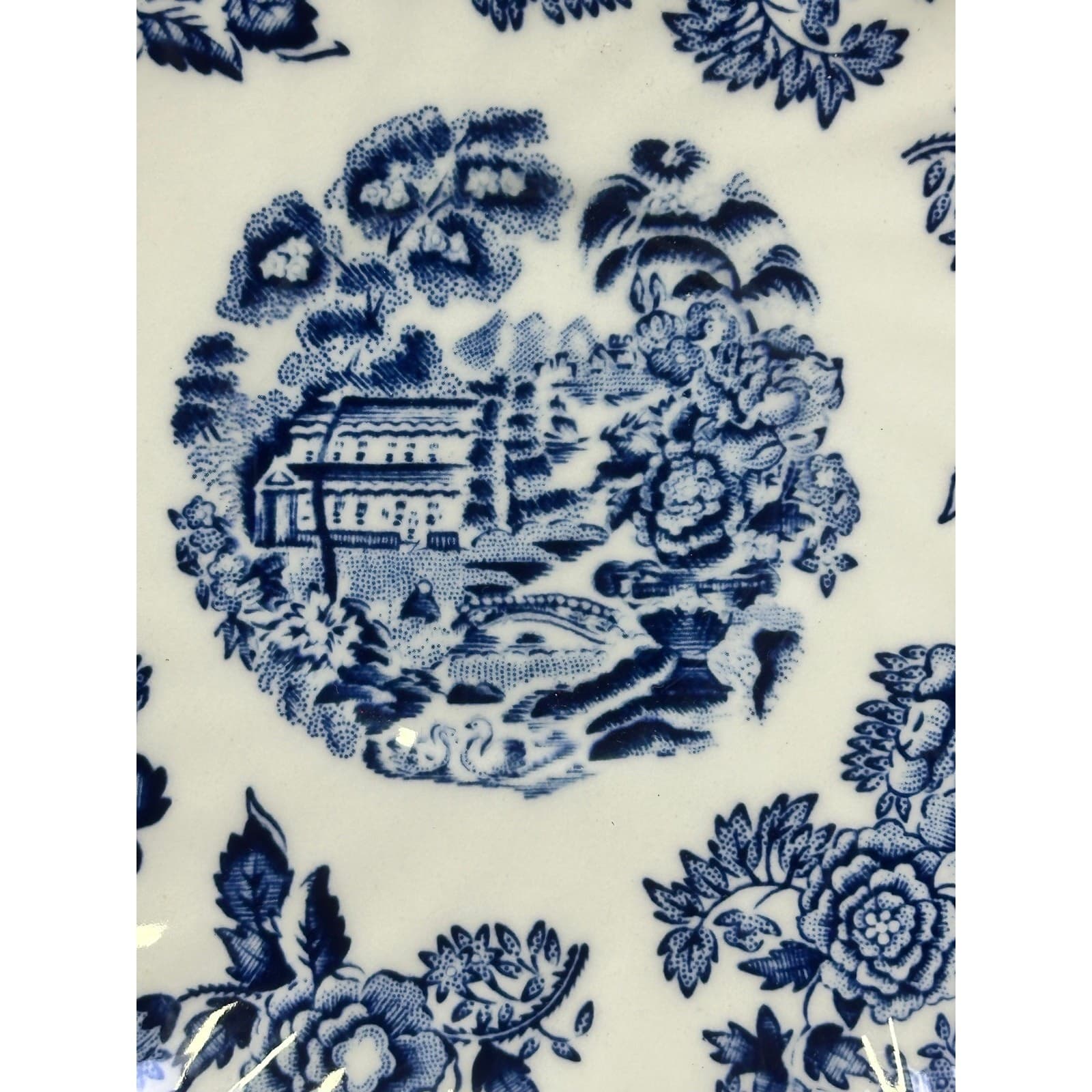 Churchill Staffordshire Tonquin Blue Transferware 5.5" Saucers-Set of 4 - Thumbnail 3