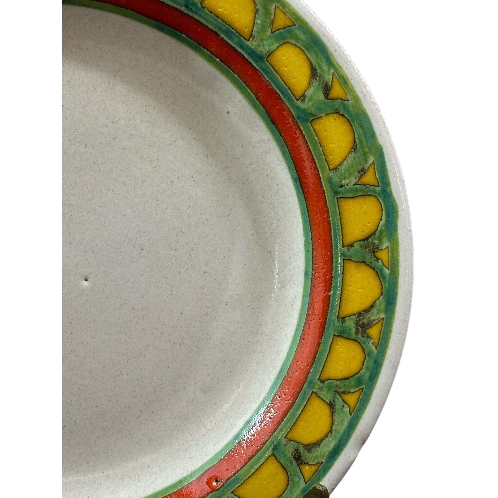 Desimone Hand Painted Plate Green Yellow Orange Rim Design Signed-Italy-10" - Thumbnail 6