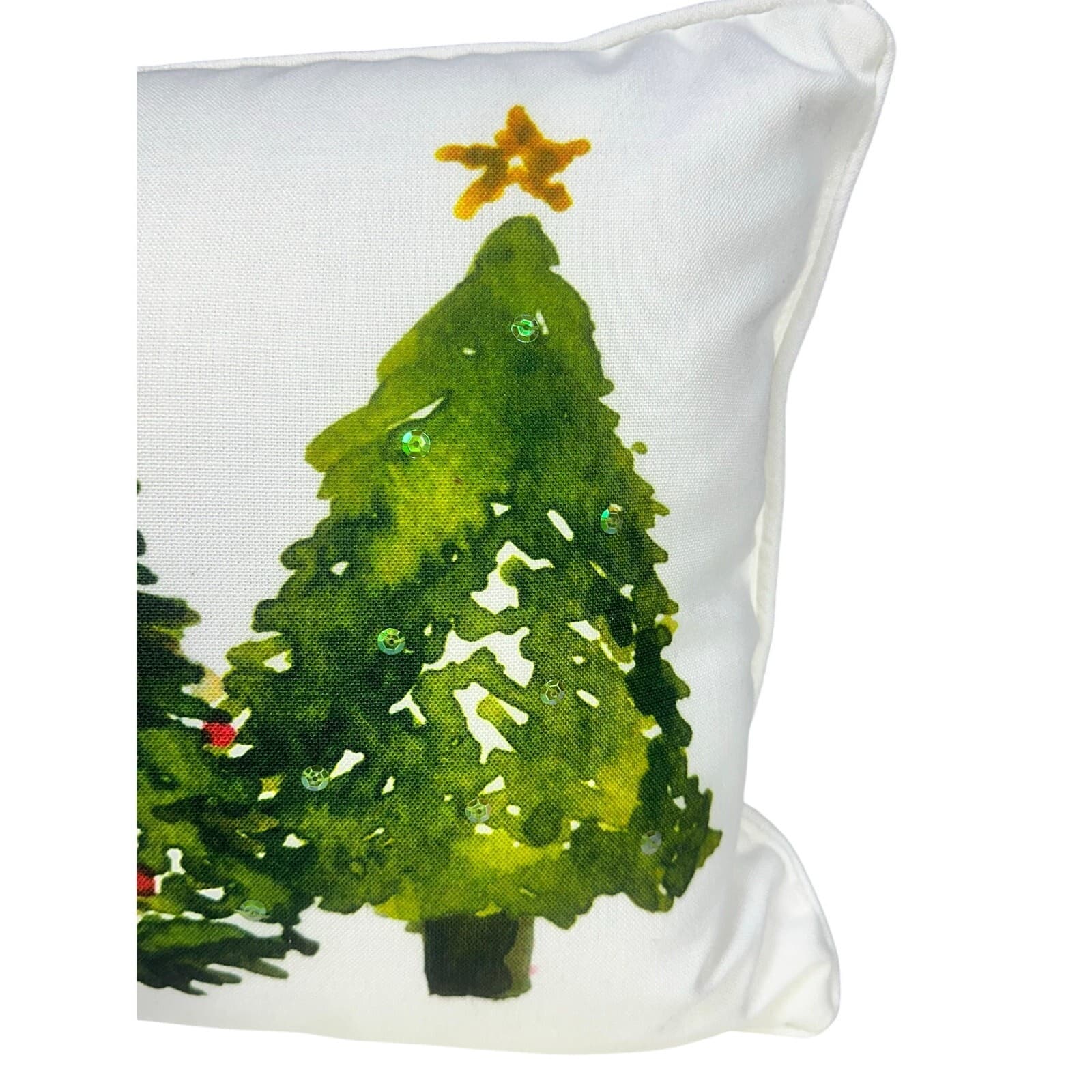 Upscale Christmas 19x13 Canvas Screen Print Throw Pillow Three Christmas Trees - Thumbnail 5