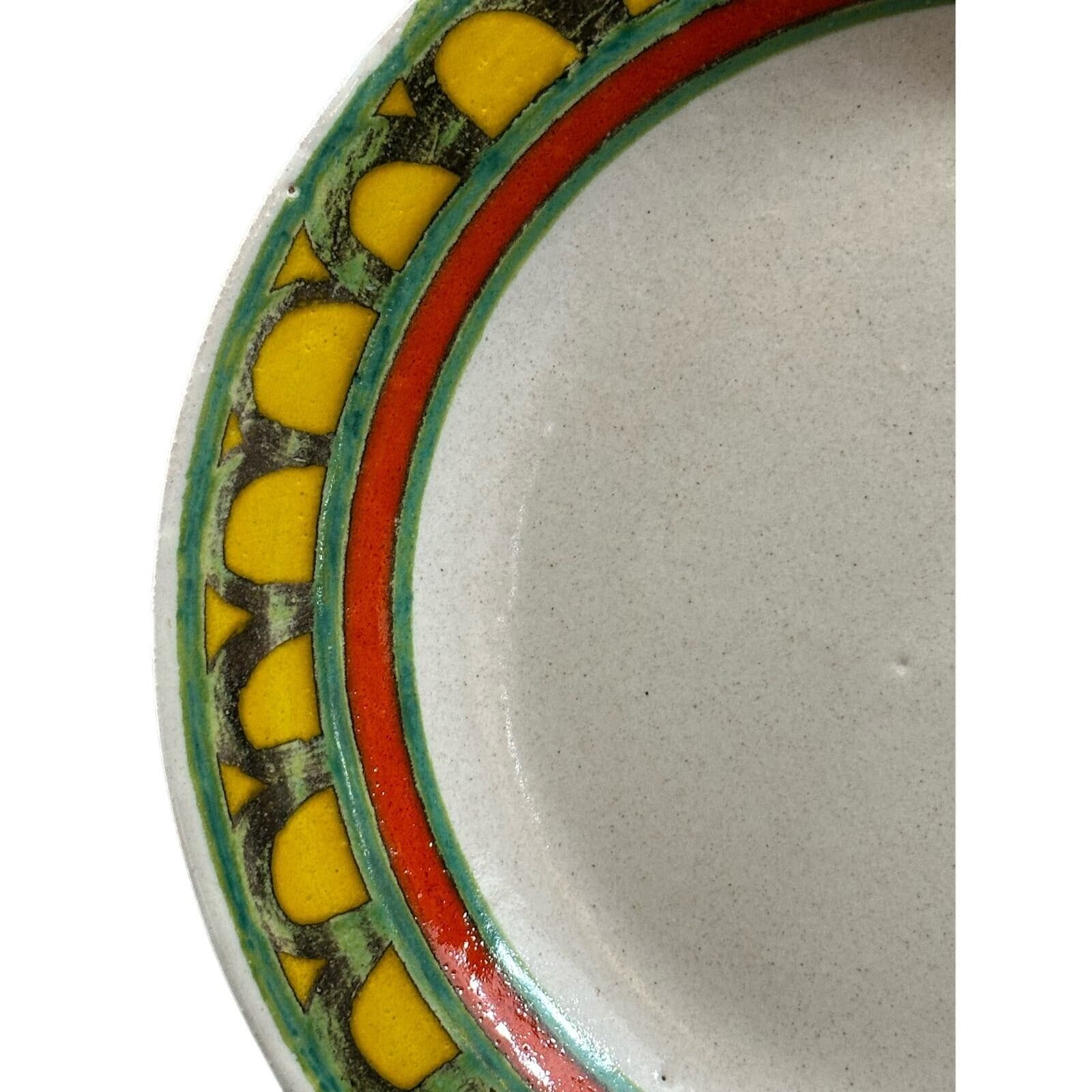 Desimone Hand Painted Plate Green Yellow Orange Rim Design Signed-Italy-10" - Thumbnail 3