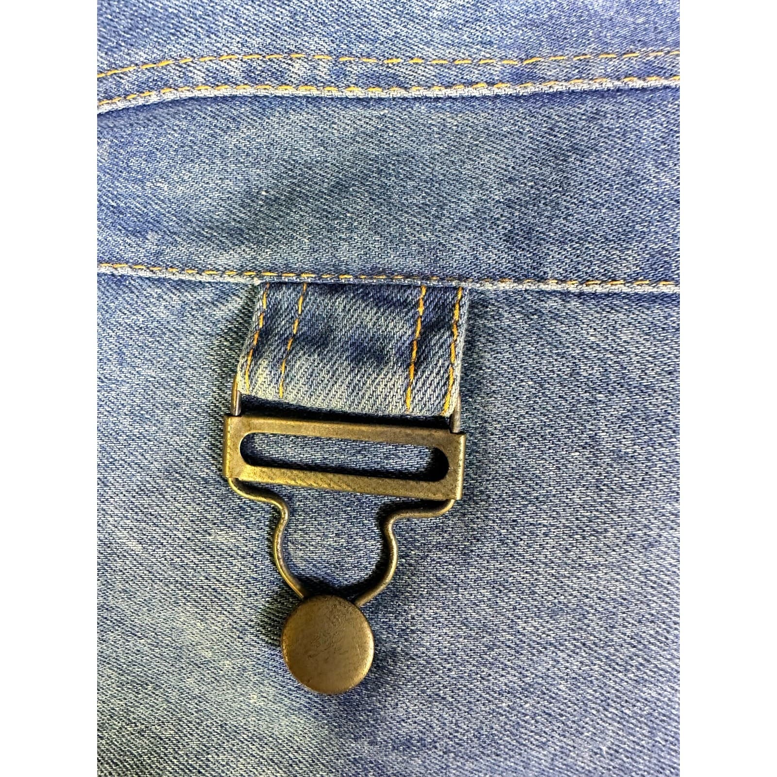One-of-a-Kind Overalls Denim Jean Casual Whimsical 17x17 Throw Pillow w/Buckles - Thumbnail 2