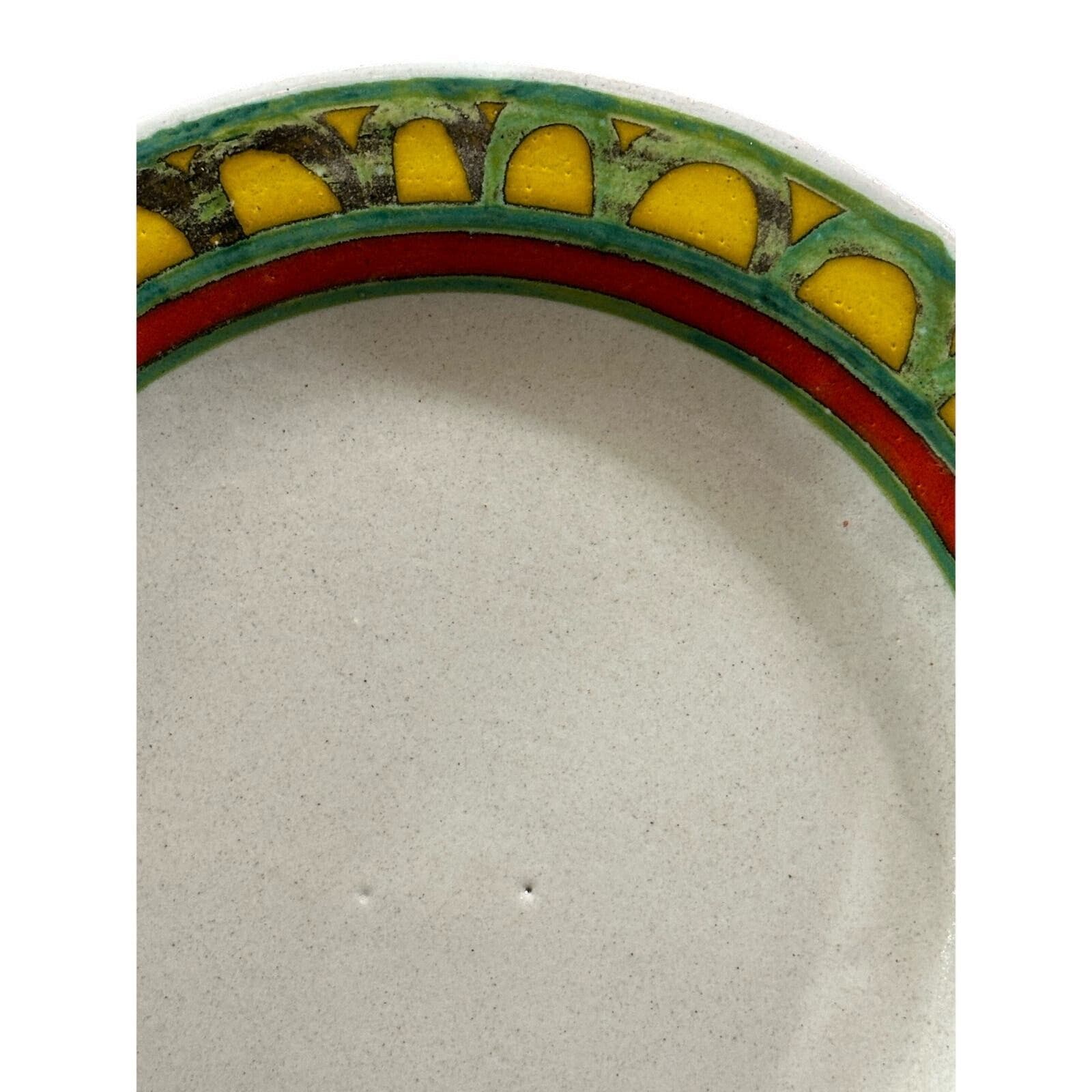 Desimone Hand Painted Plate Green Yellow Orange Rim Design Signed-Italy-10" - Thumbnail 4