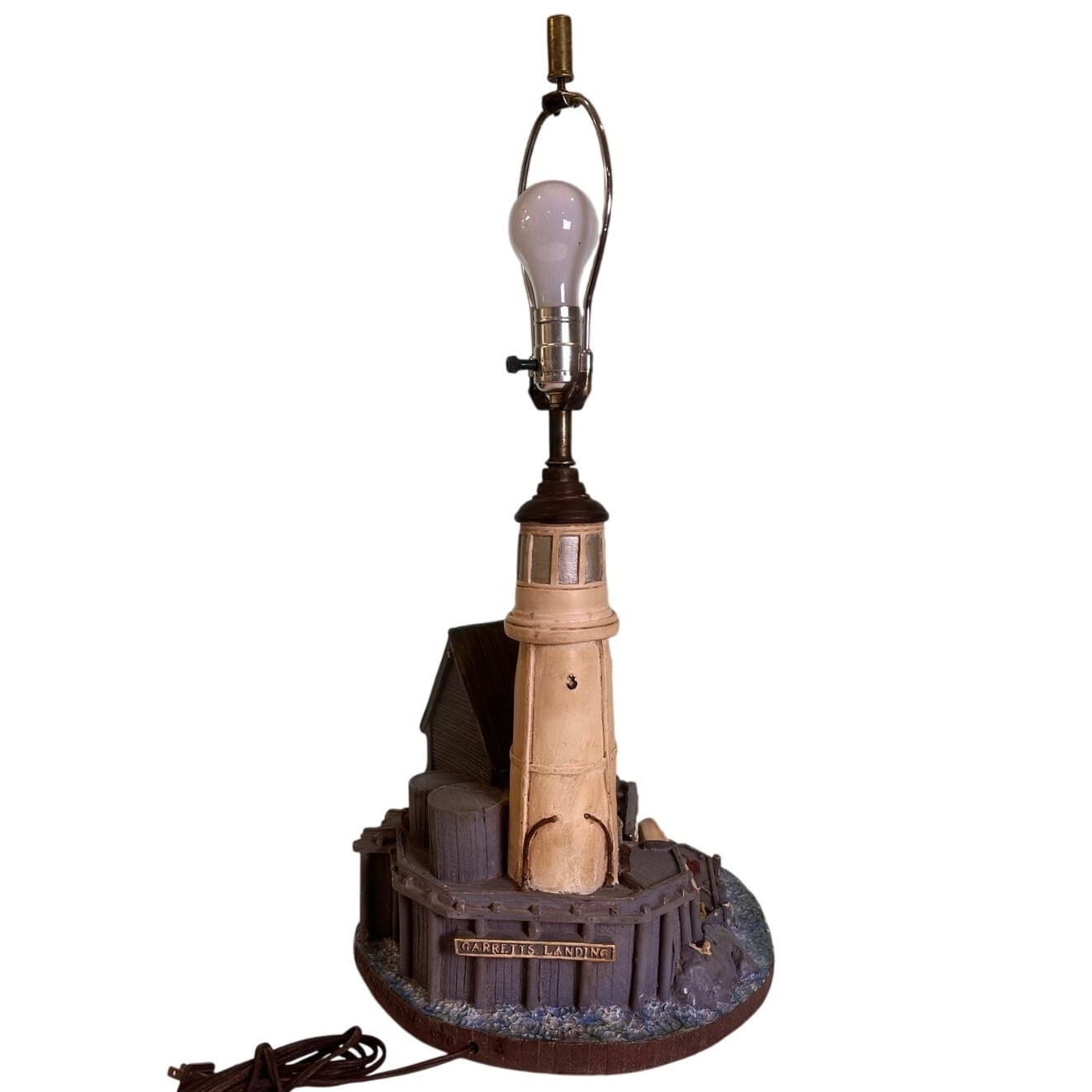APSIT Brothers 1978 Garretts Landing Boat House Lighthouse Lamp Vintage - Thumbnail 5