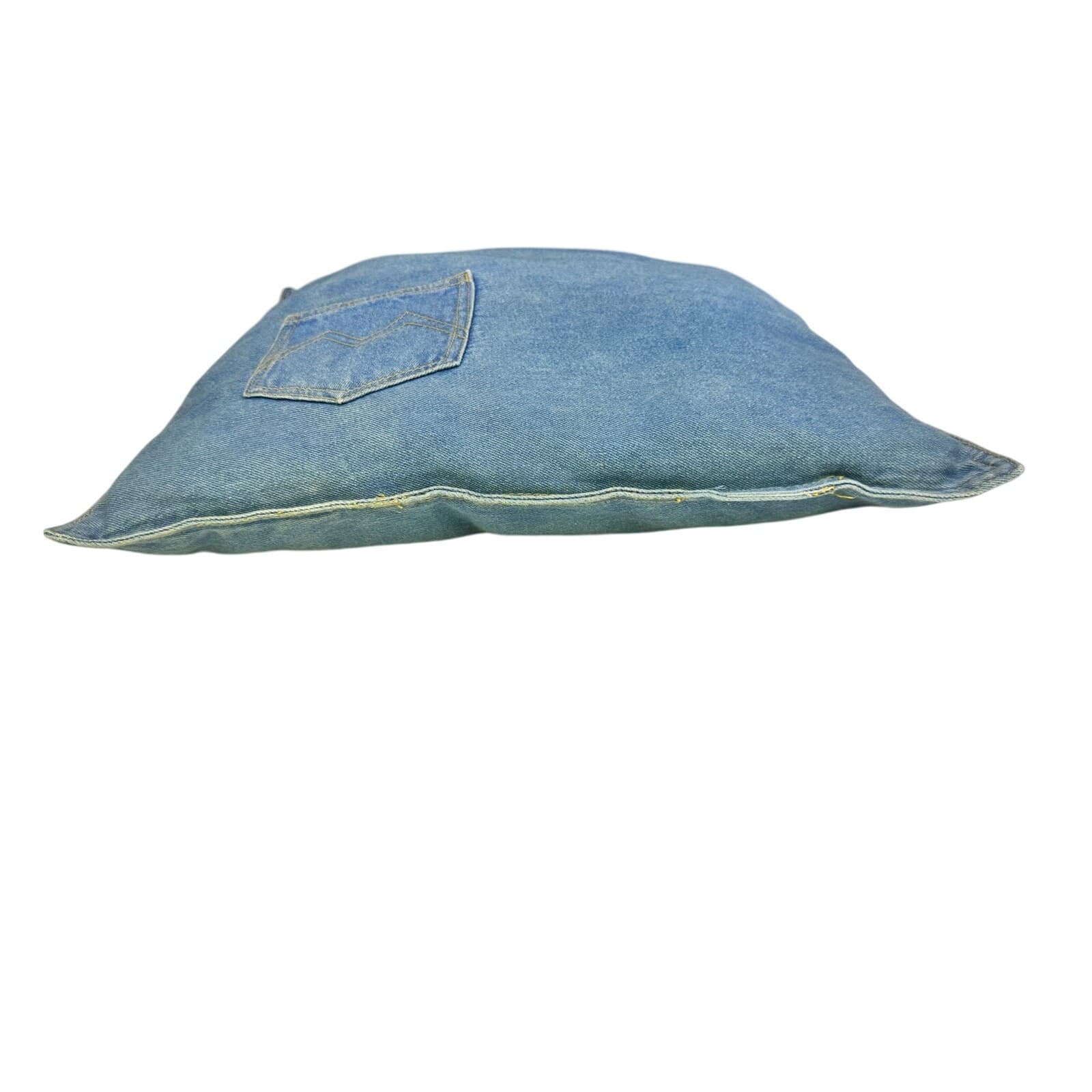 Embellished Denim Jean Casual Whimsical 17x17 Throw Pillow w/Faux Pocket Snaps - Thumbnail 5