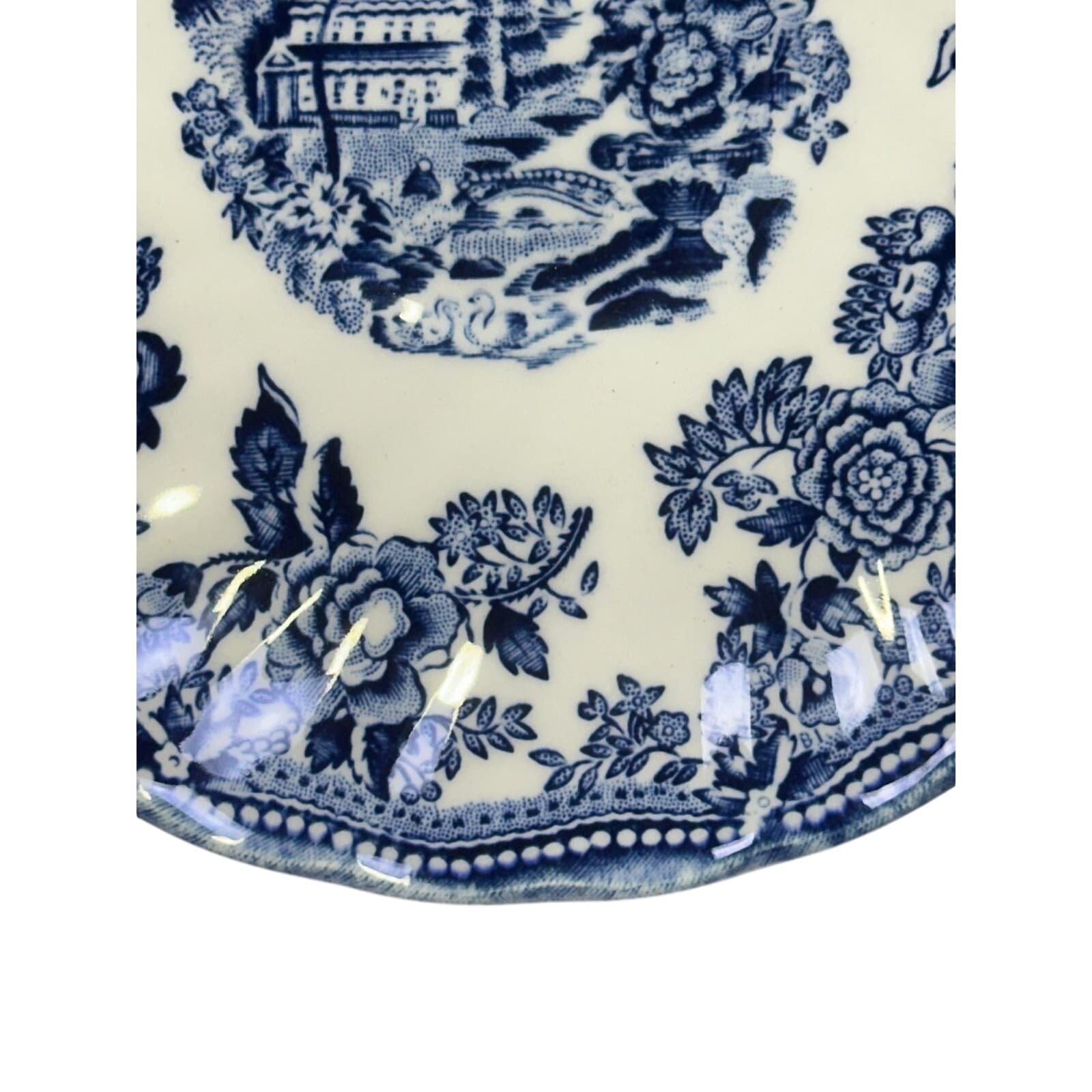 Churchill Staffordshire Tonquin Blue Transferware 5.5" Saucers-Set of 4 - Thumbnail 7