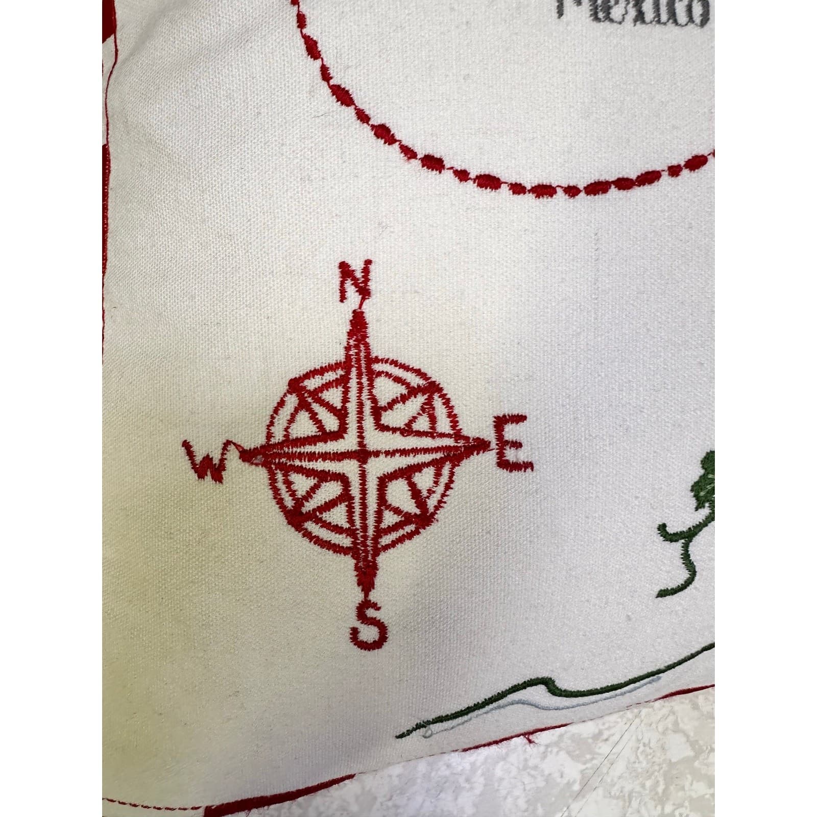 Whimsical 'Here Comes Santa' Christmas World Map Holiday 20x20 Throw Pillow - Thumbnail 3