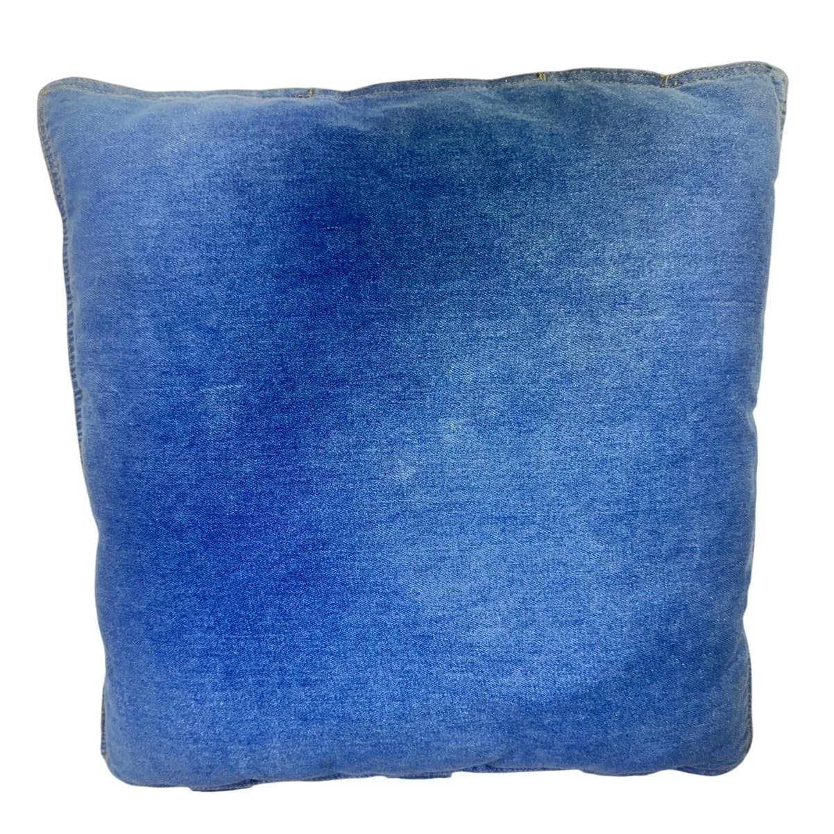 Embellished Denim Jean Casual Whimsical 17x17 Throw Pillow w/Faux Pocket Snaps - Thumbnail 4