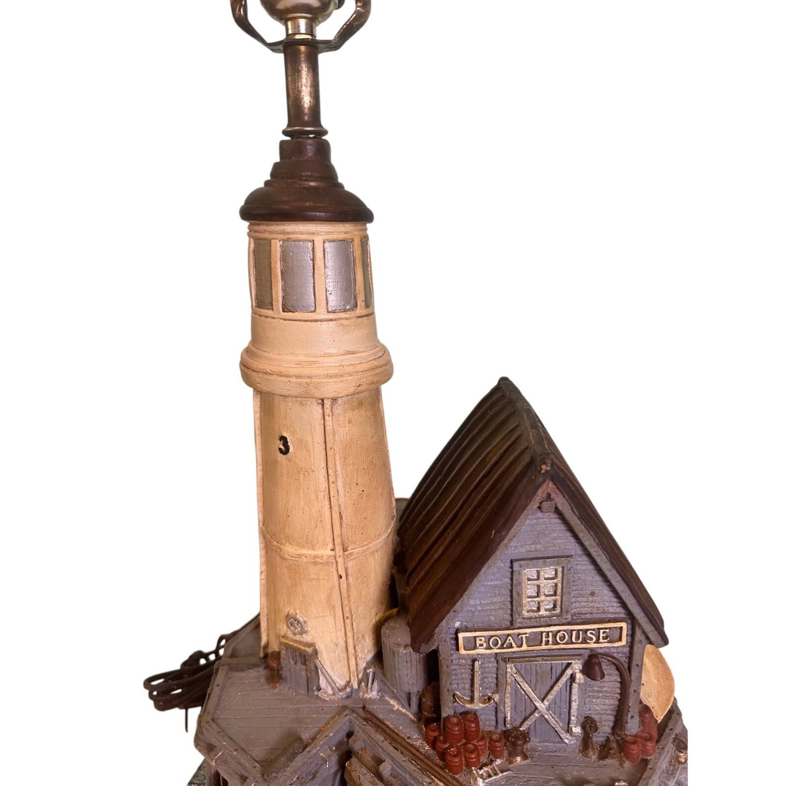 APSIT Brothers 1978 Garretts Landing Boat House Lighthouse Lamp Vintage - Thumbnail 14