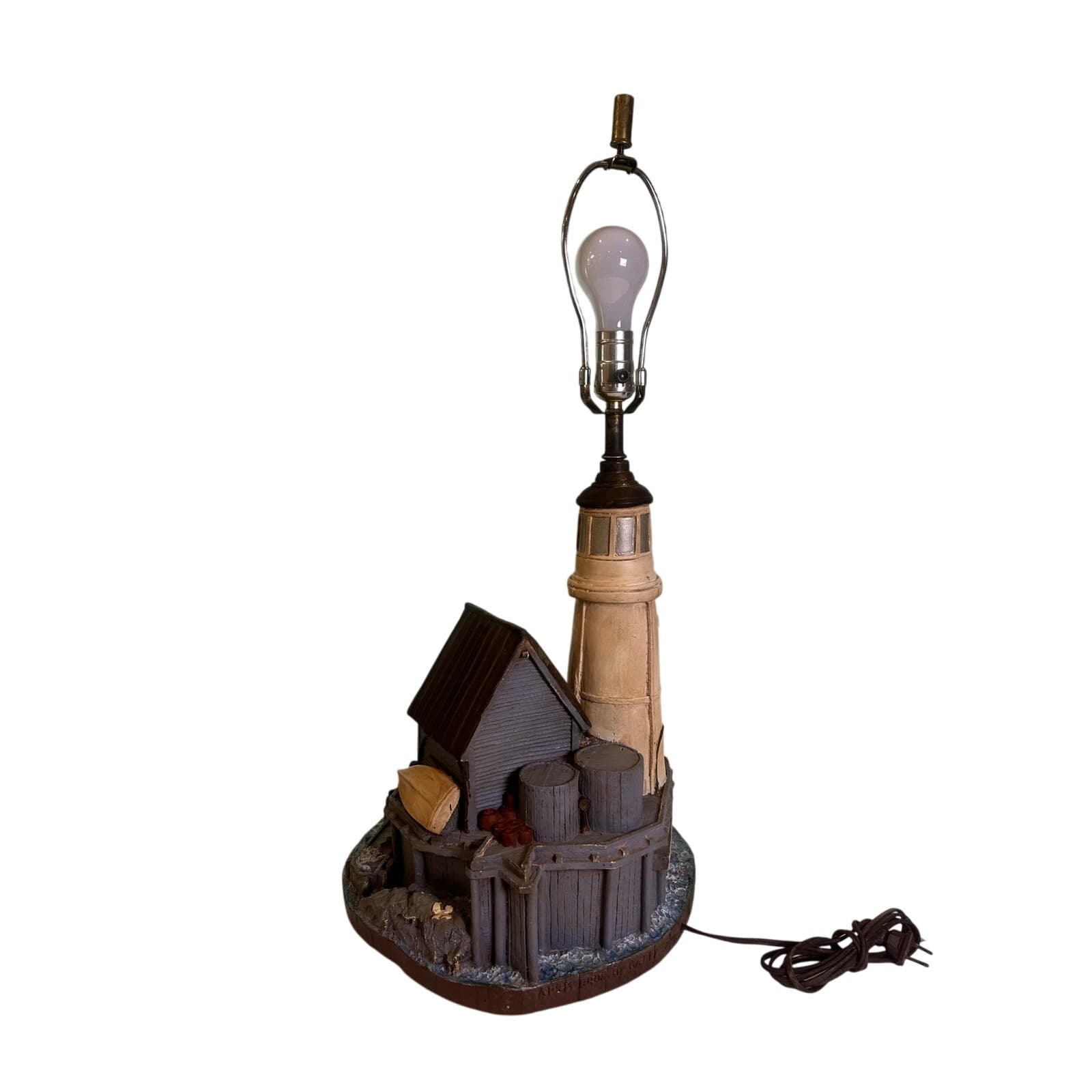 APSIT Brothers 1978 Garretts Landing Boat House Lighthouse Lamp Vintage - Thumbnail 7