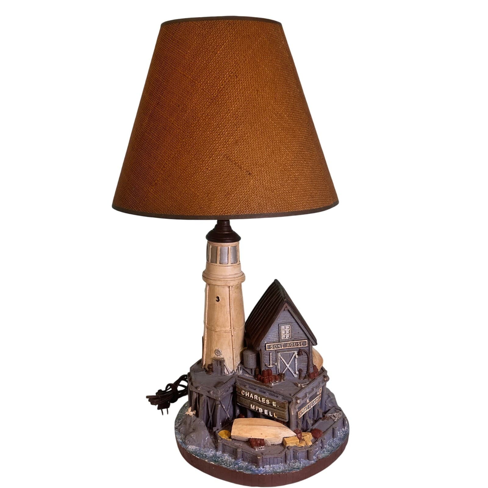 APSIT Brothers 1978 Garretts Landing Boat House Lighthouse Lamp Vintage - Thumbnail 15