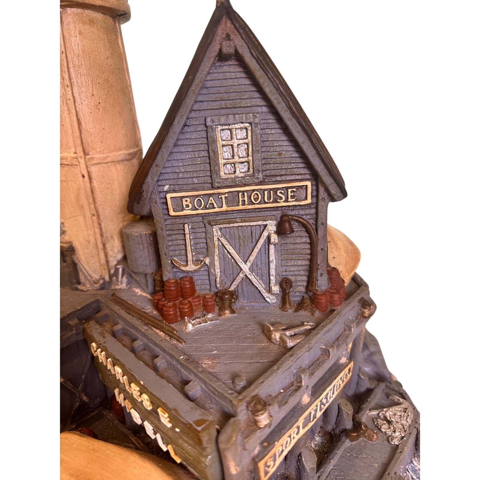 APSIT Brothers 1978 Garretts Landing Boat House Lighthouse Lamp Vintage - Thumbnail 13