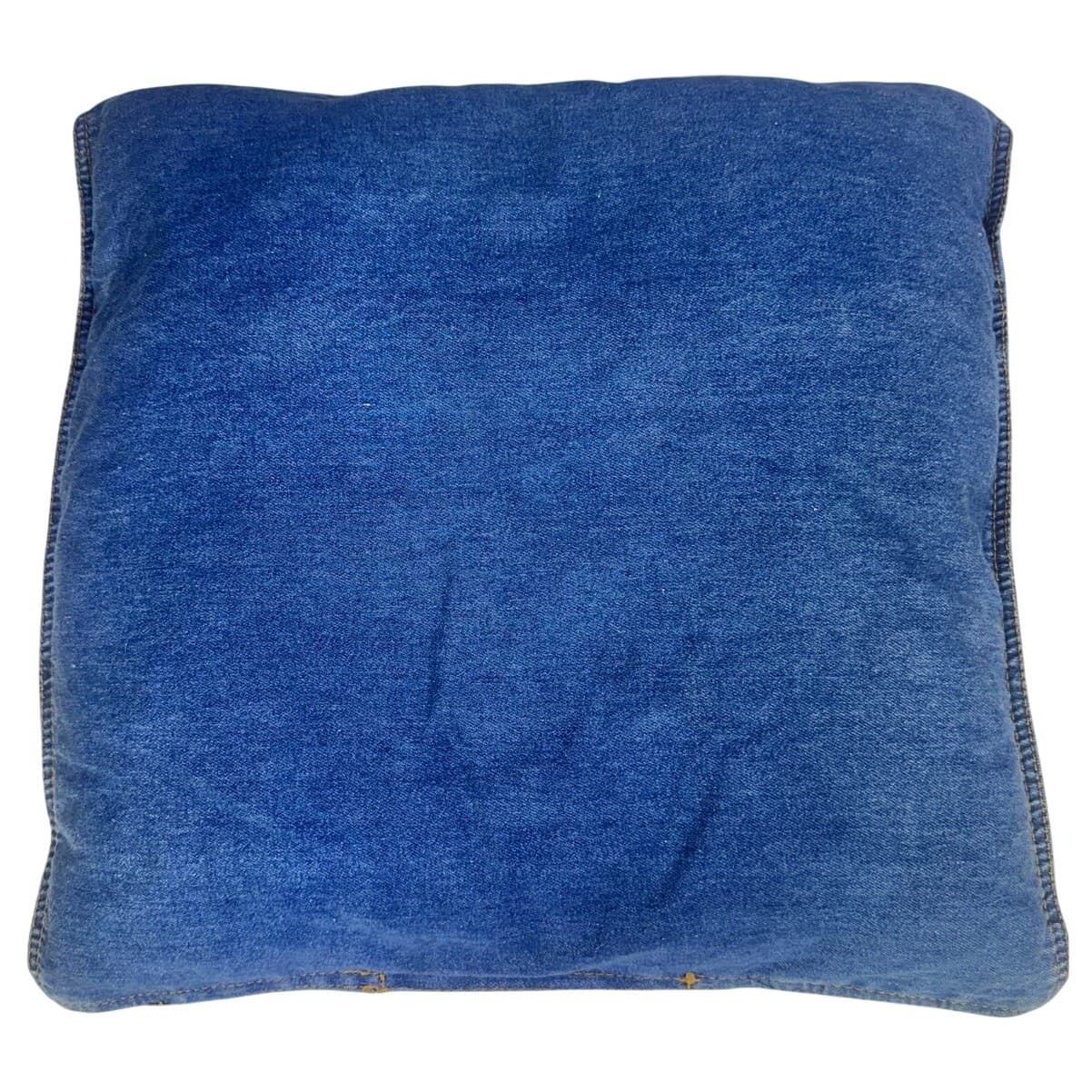 One-of-a-Kind Overalls Denim Jean Casual Whimsical 17x17 Throw Pillow w/Buckles - Thumbnail 4