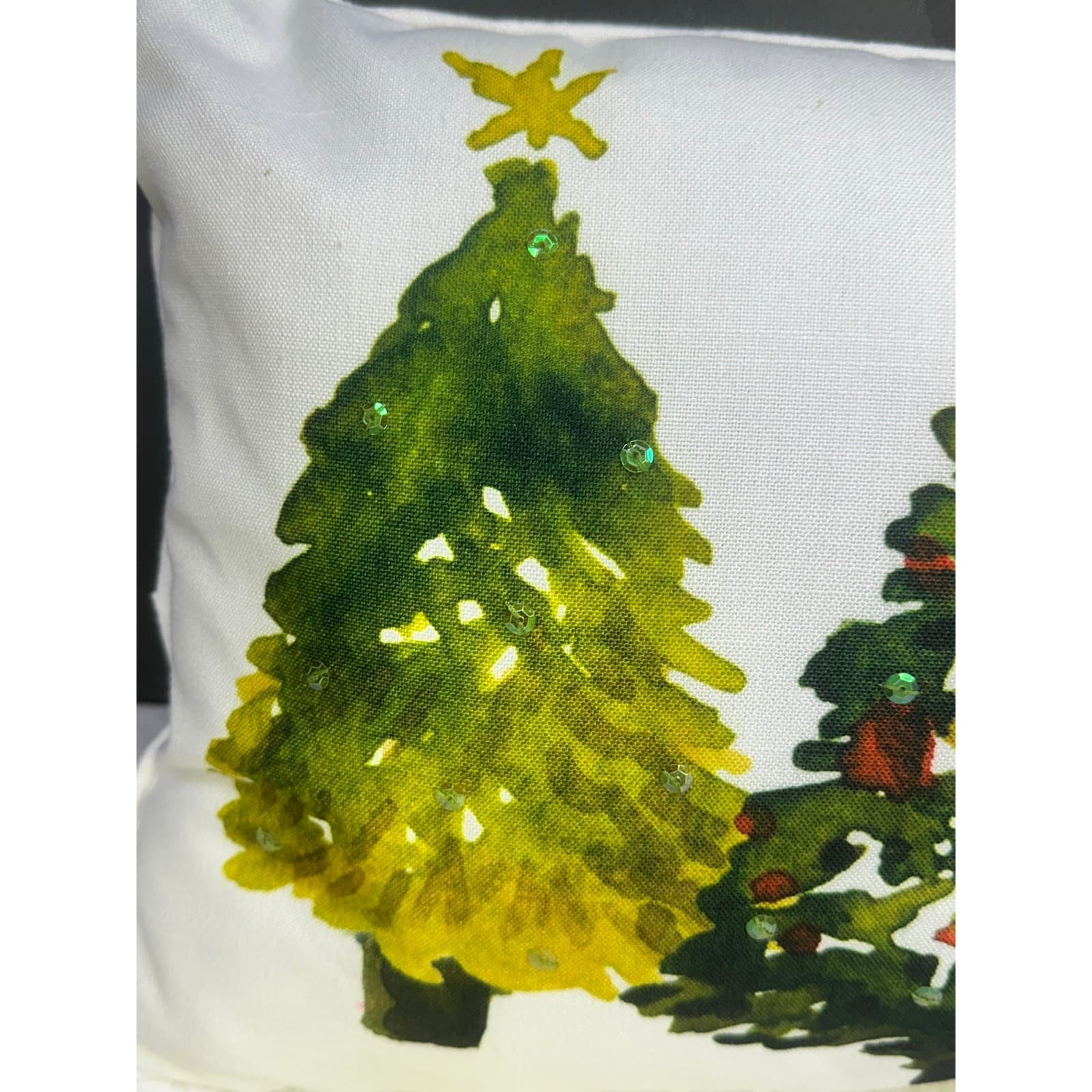 Upscale Christmas 19x13 Canvas Screen Print Throw Pillow Three Christmas Trees - Thumbnail 3