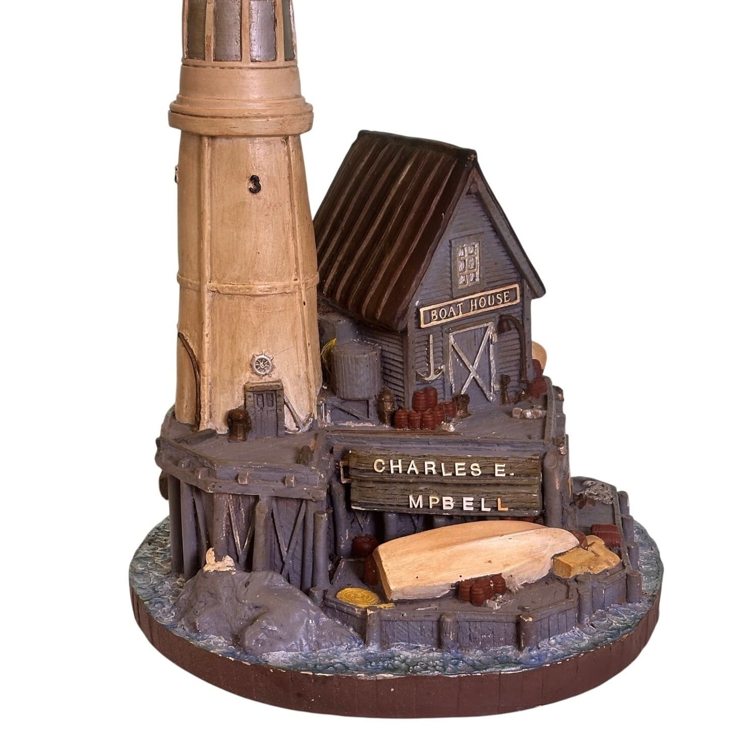 APSIT Brothers 1978 Garretts Landing Boat House Lighthouse Lamp Vintage - Thumbnail 2