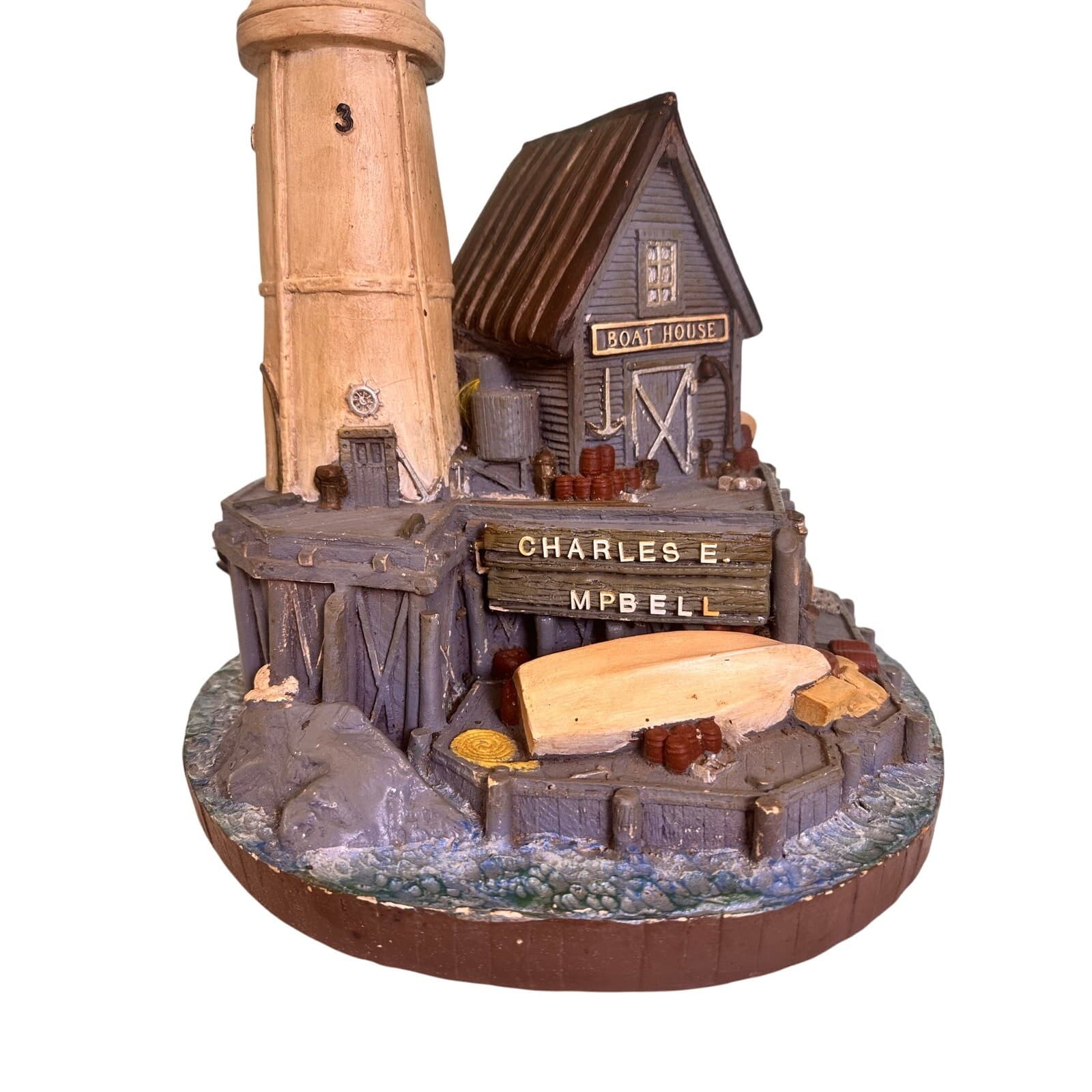 APSIT Brothers 1978 Garretts Landing Boat House Lighthouse Lamp Vintage - Thumbnail 4