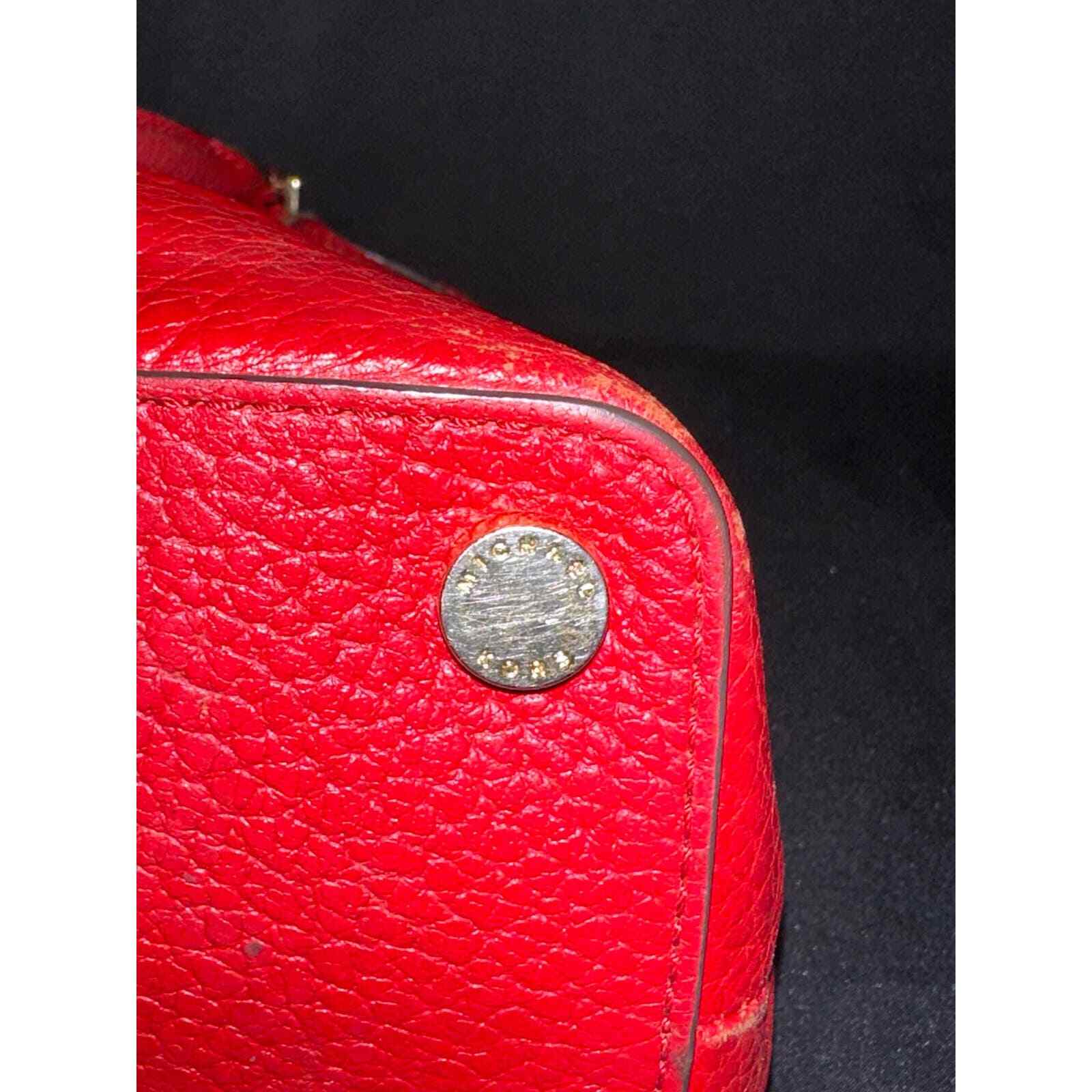 Michael Kors SMYTHE Dome Pebble Leather Satchel Shoulder Bag Chili 30T5GSOS3E - Thumbnail 8