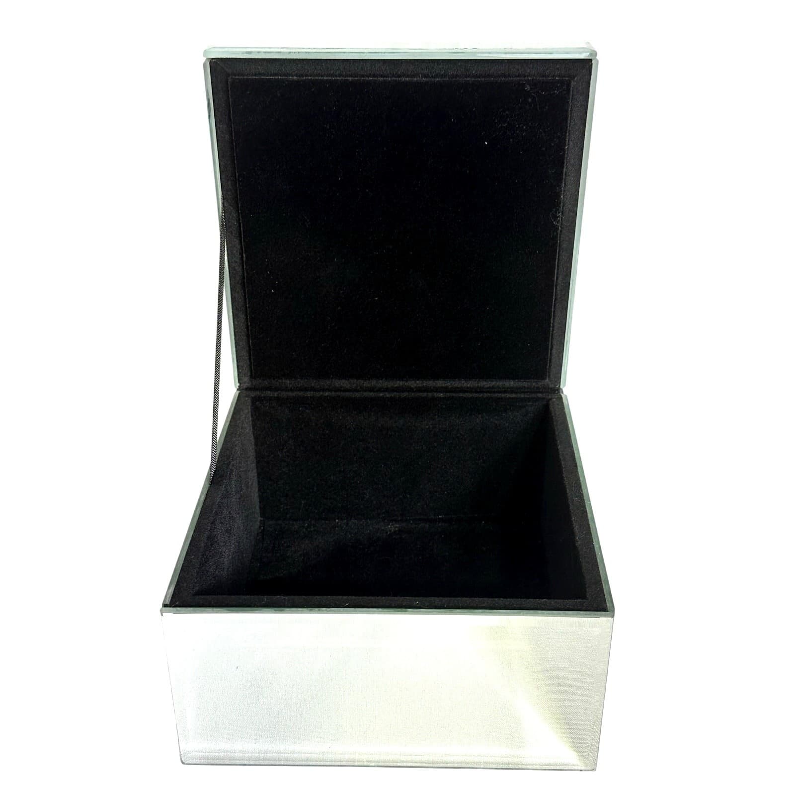 Mirrored Beveled Trinket Jewelry Box Sparkling Rhinestone Top-Velvet Lined - Thumbnail 3
