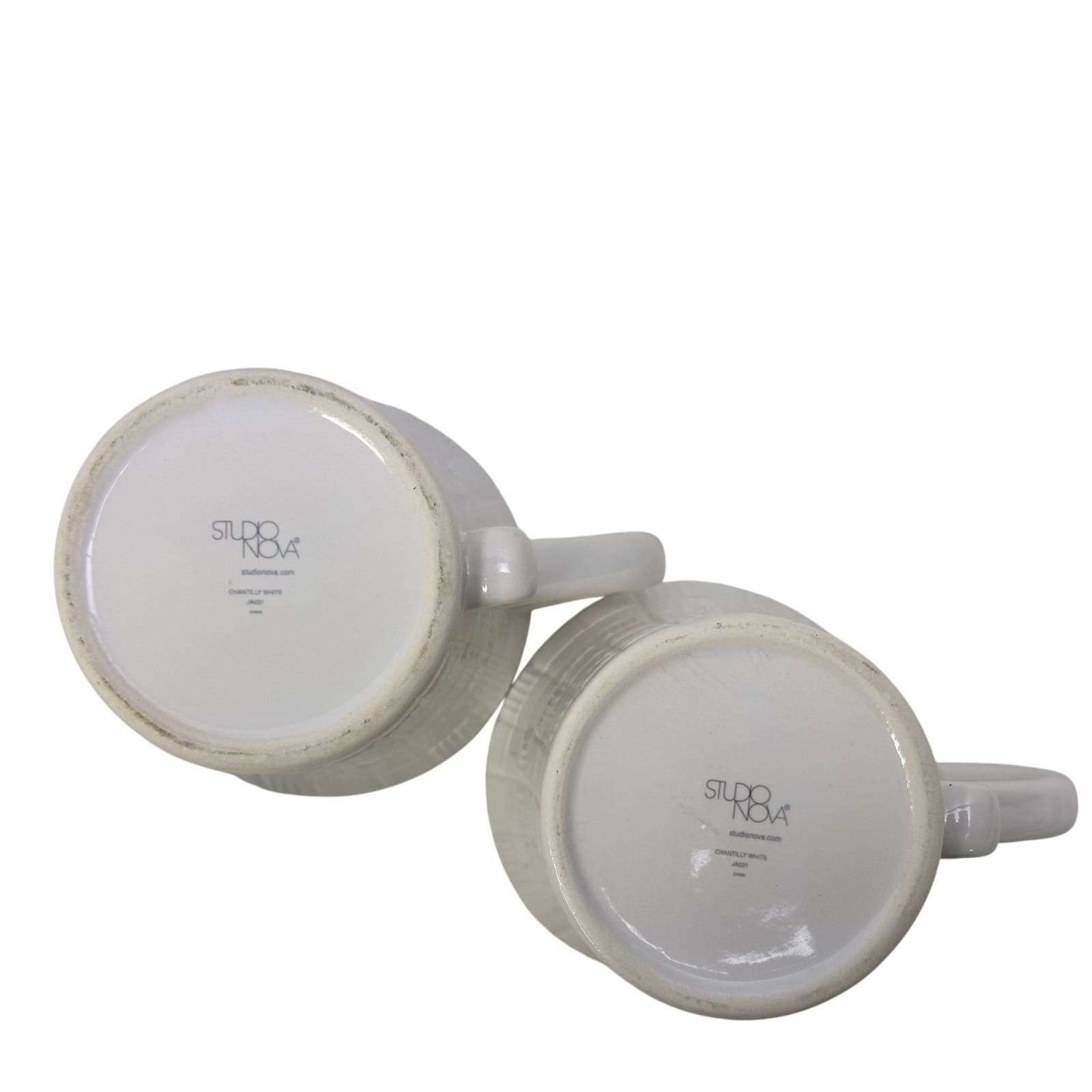 Chantilly White Graphic Studio Nova Embossed Coffee Mugs-Set of 2 - Thumbnail 6